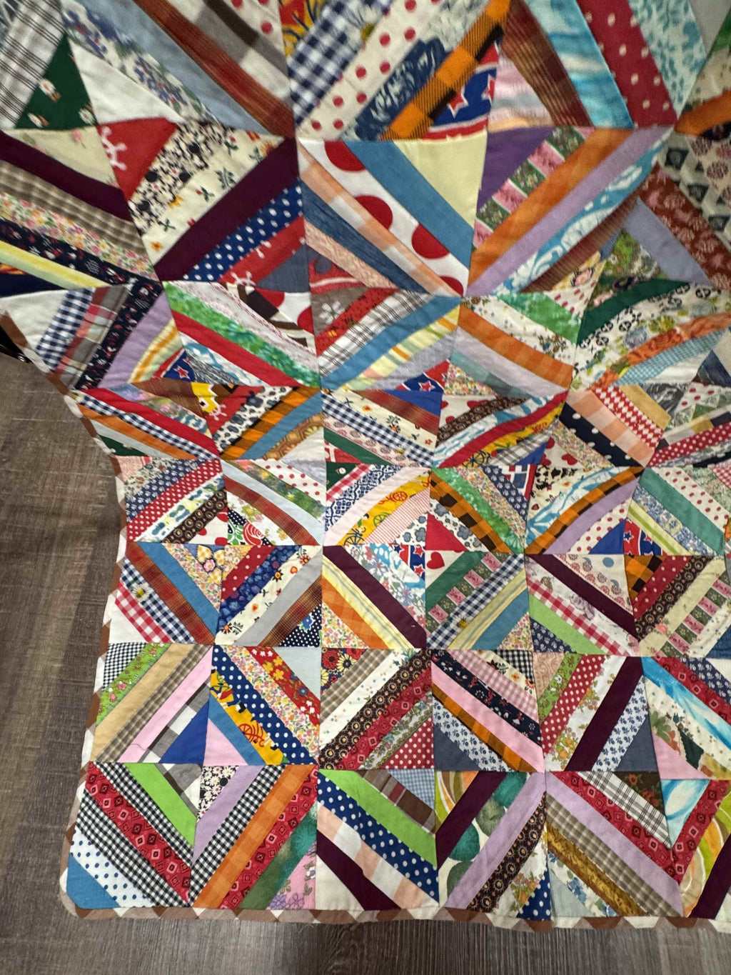 Vintage Quilt Foundation Pieced String Diamond Coverlet