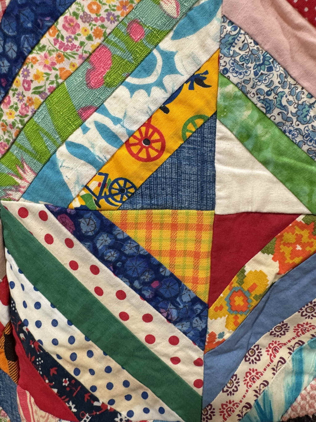 Vintage Quilt Foundation Pieced String Diamond Coverlet