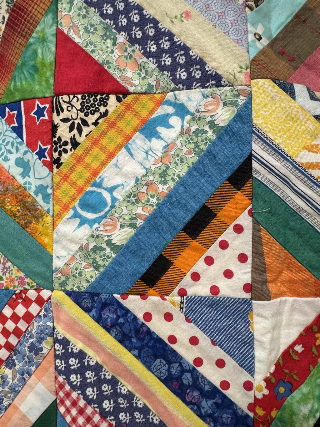 Vintage Quilt Foundation Pieced String Diamond Coverlet