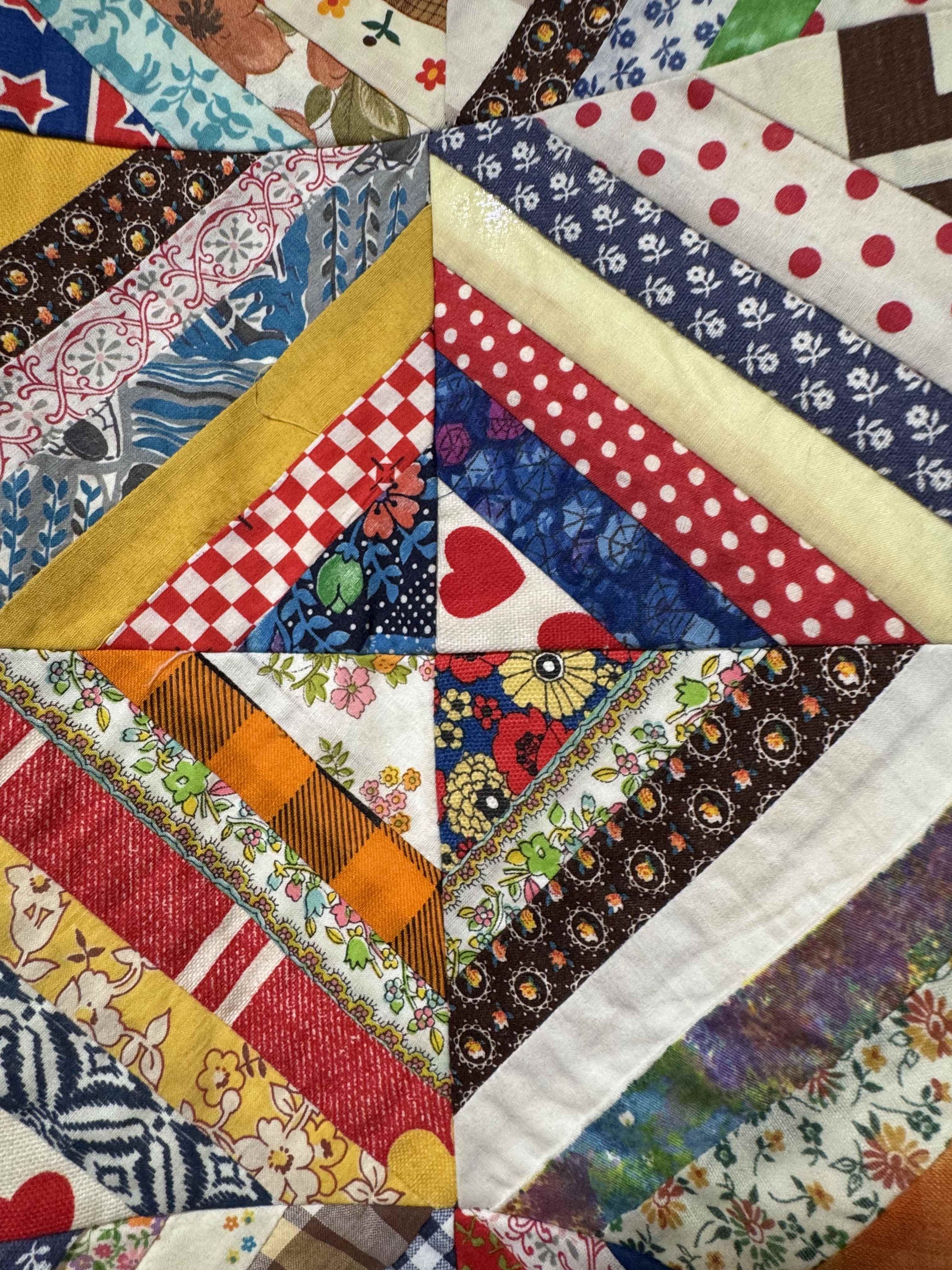 Vintage Quilt Foundation Pieced String Diamond Coverlet