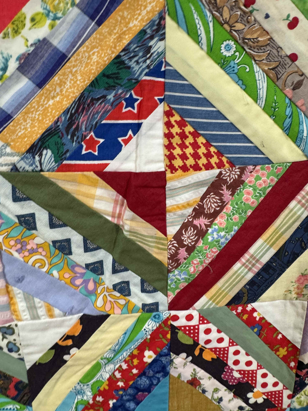 Vintage Quilt Foundation Pieced String Diamond Coverlet