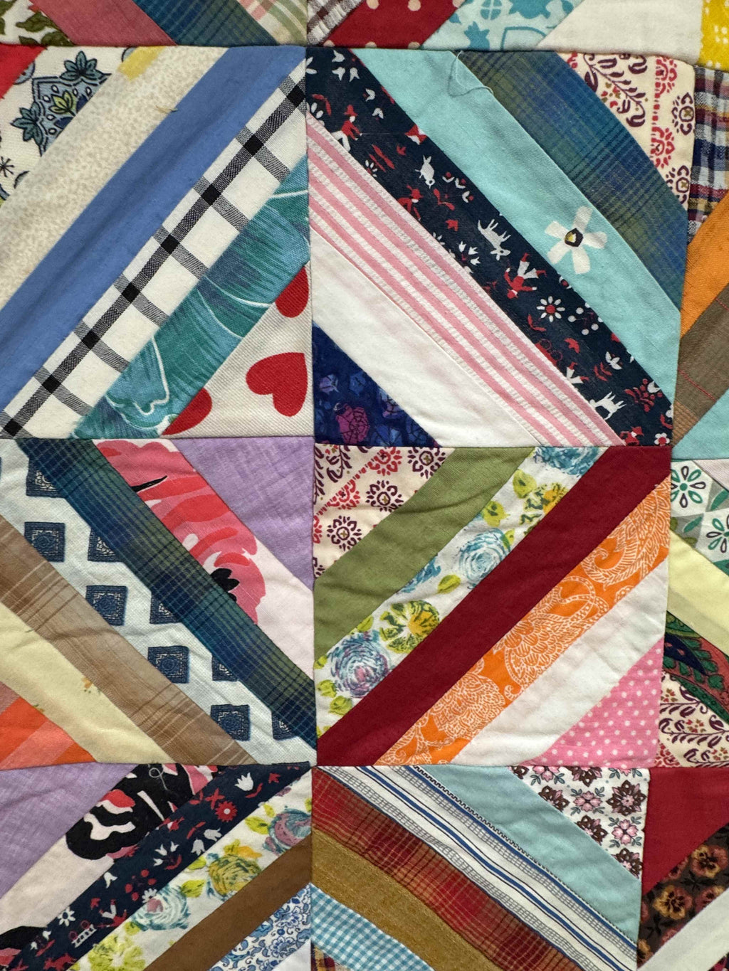 Vintage Quilt Foundation Pieced String Diamond Coverlet