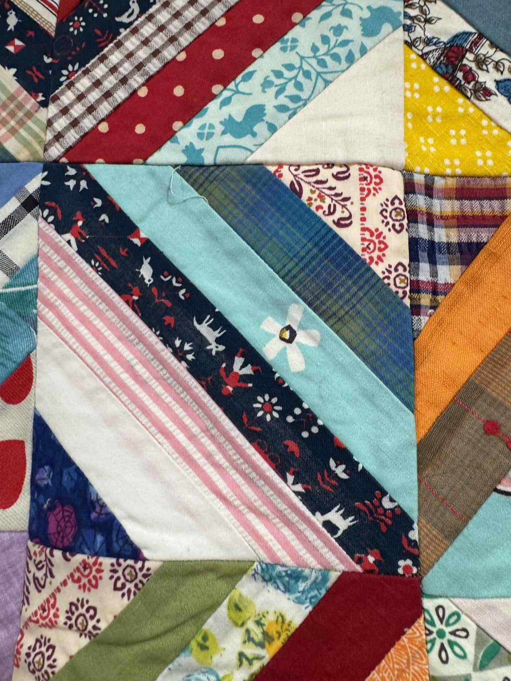 Vintage Quilt Foundation Pieced String Diamond Coverlet