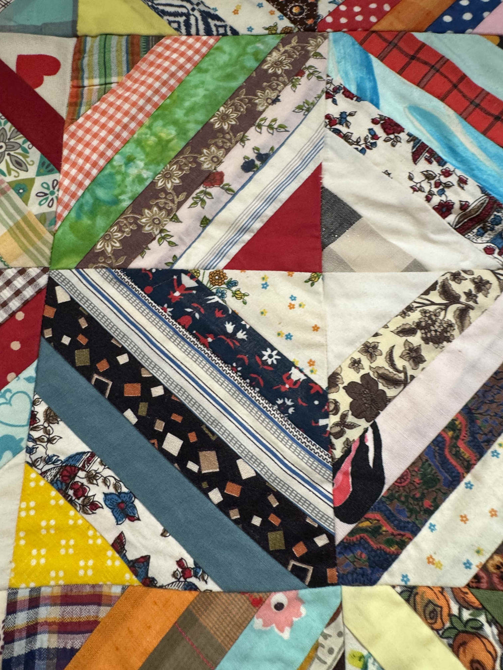 Vintage Quilt Foundation Pieced String Diamond Coverlet