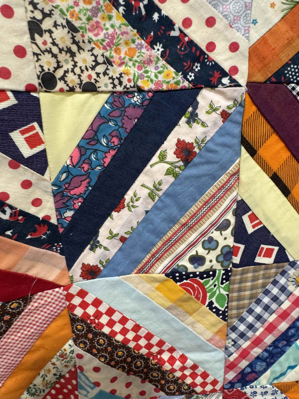 Vintage Quilt Foundation Pieced String Diamond Coverlet