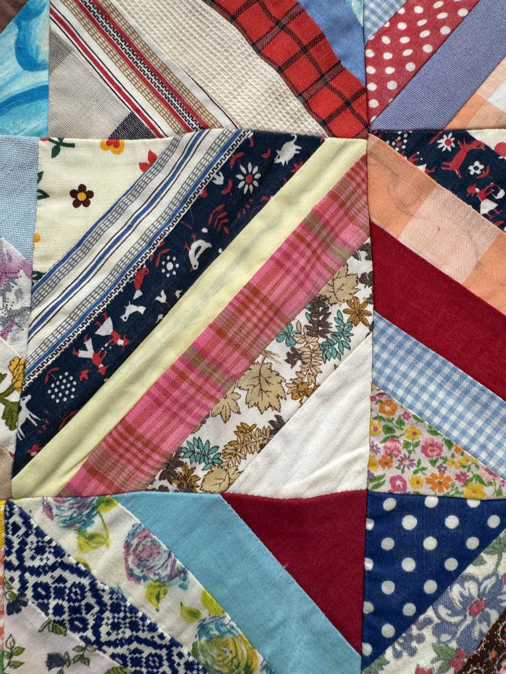 Vintage Quilt Foundation Pieced String Diamond Coverlet
