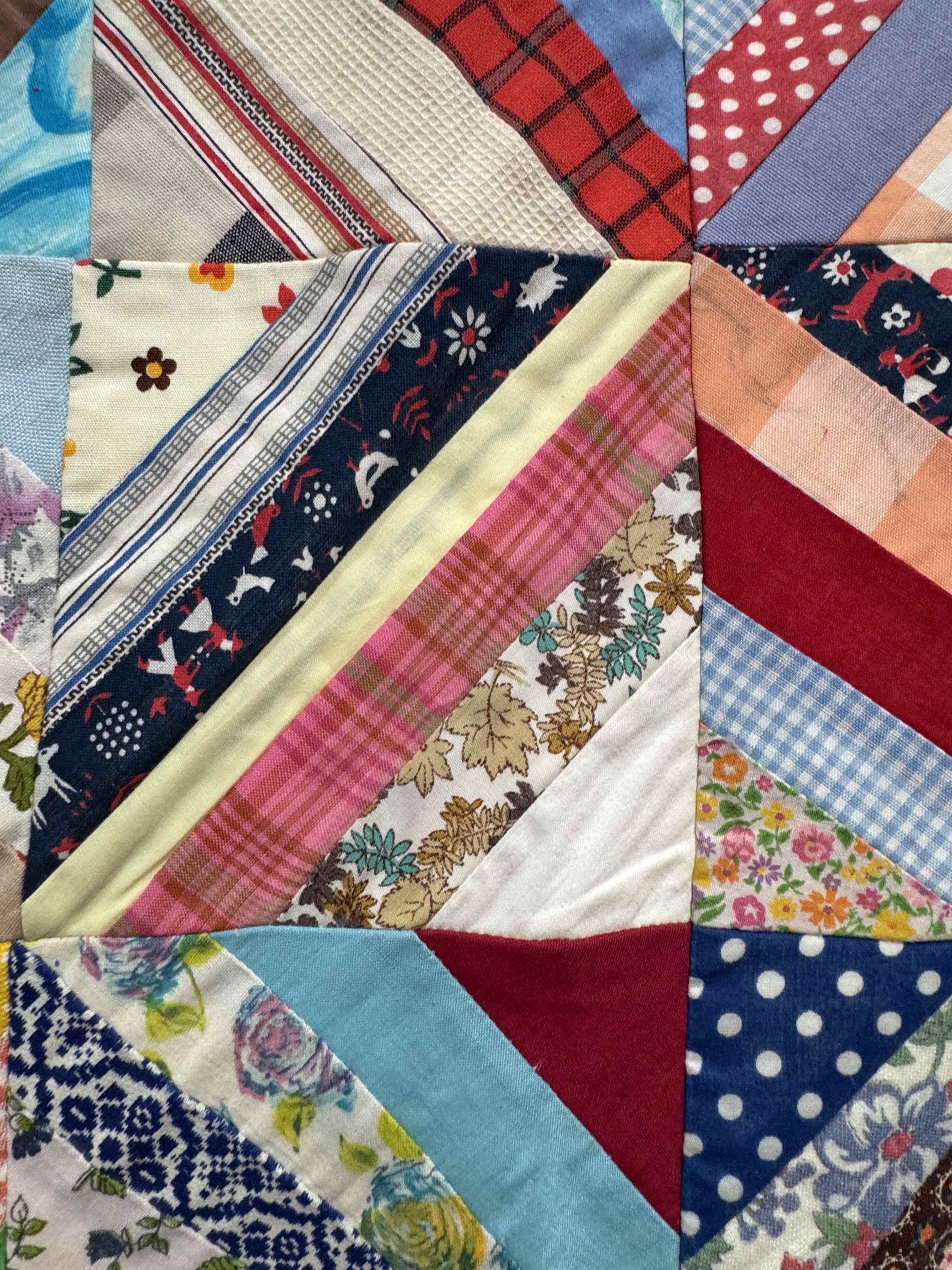 Vintage Quilt Foundation Pieced String Diamond Coverlet