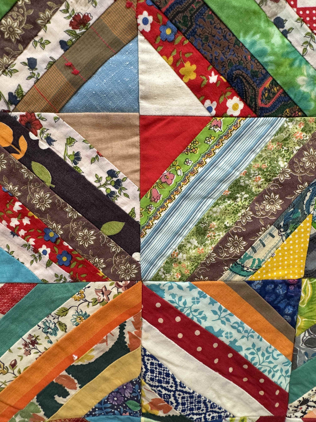 Vintage Quilt Foundation Pieced String Diamond Coverlet