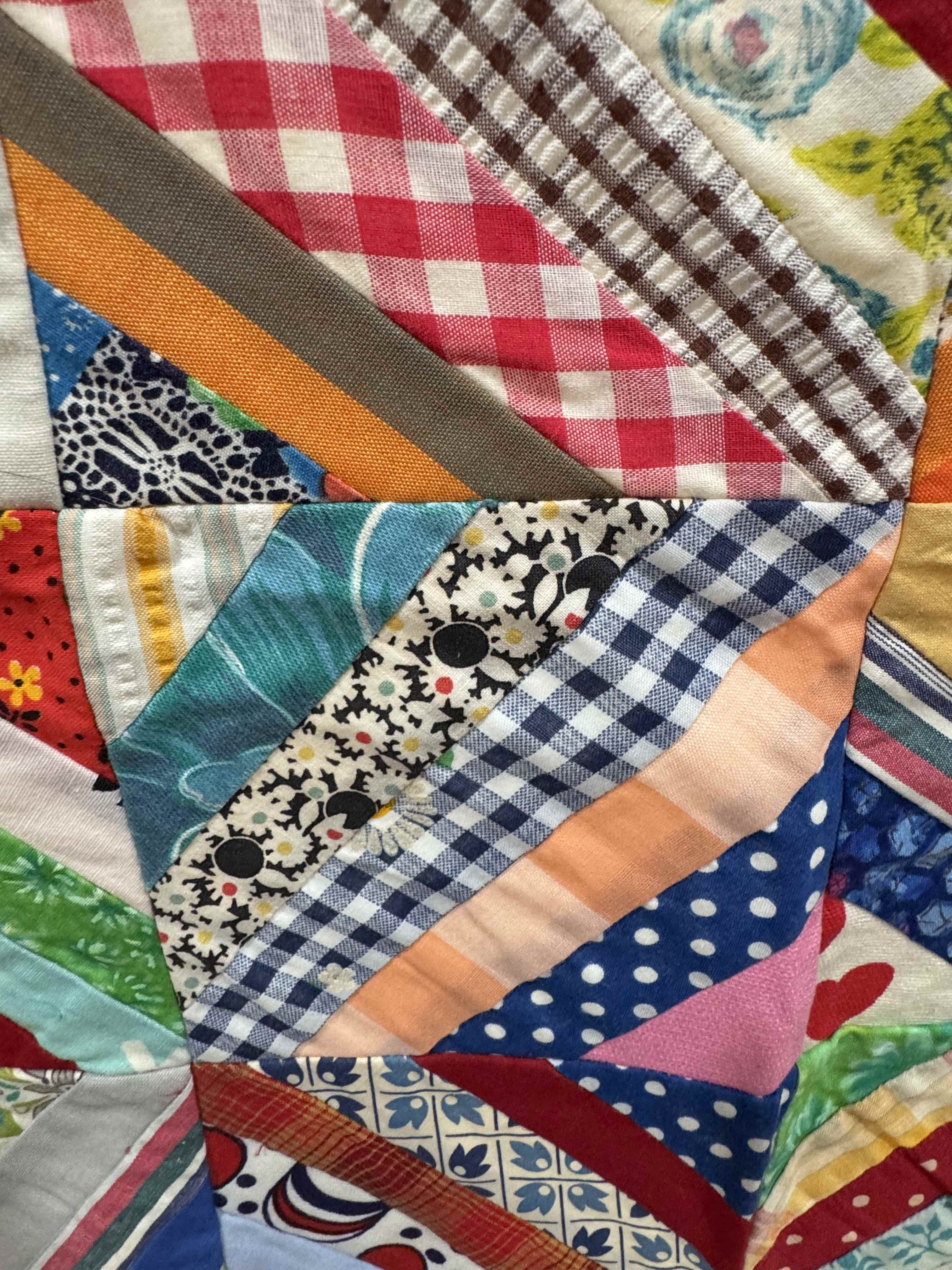 Vintage Quilt Foundation Pieced String Diamond Coverlet