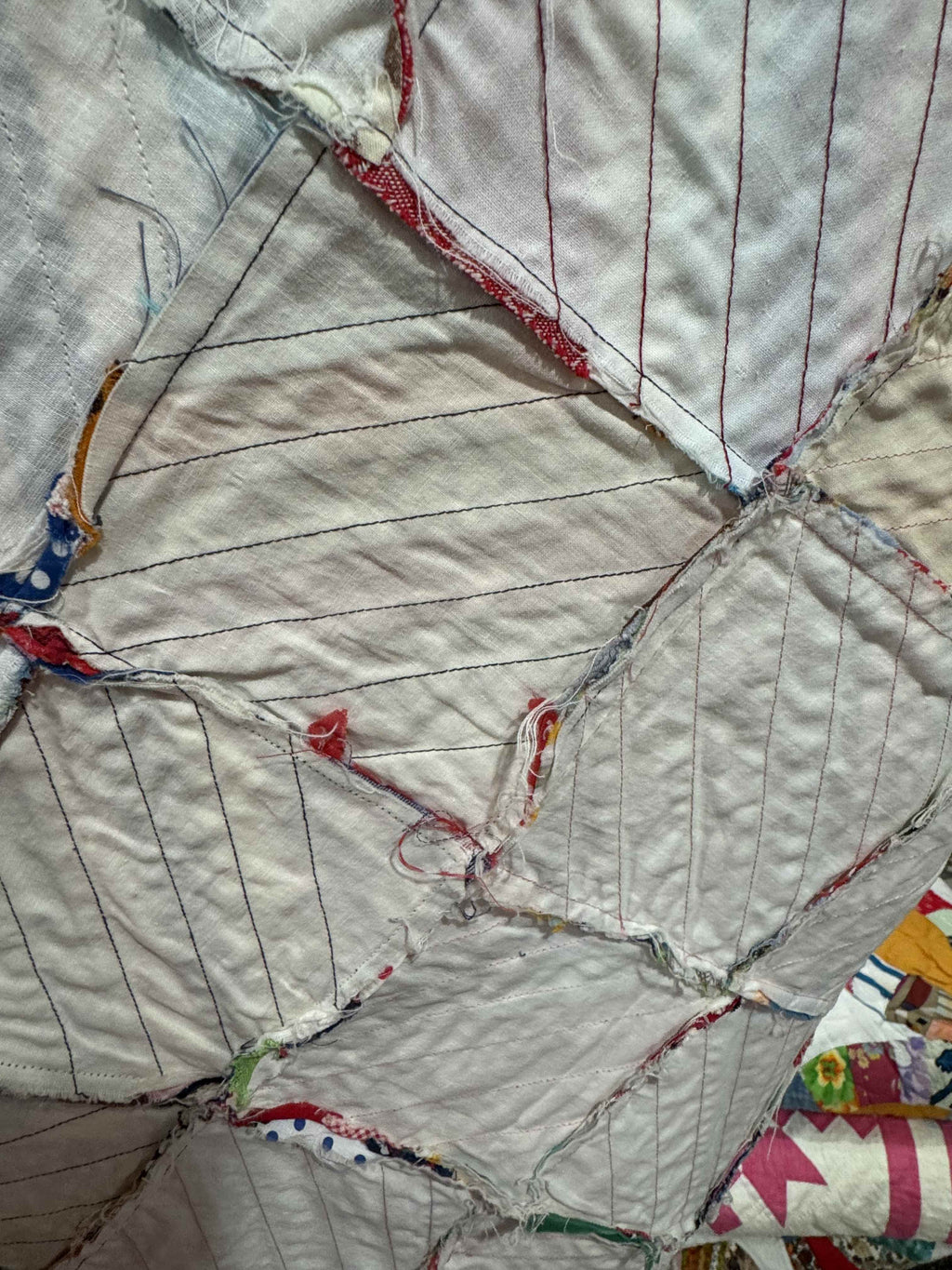 Vintage Quilt Foundation Pieced String Diamond Coverlet