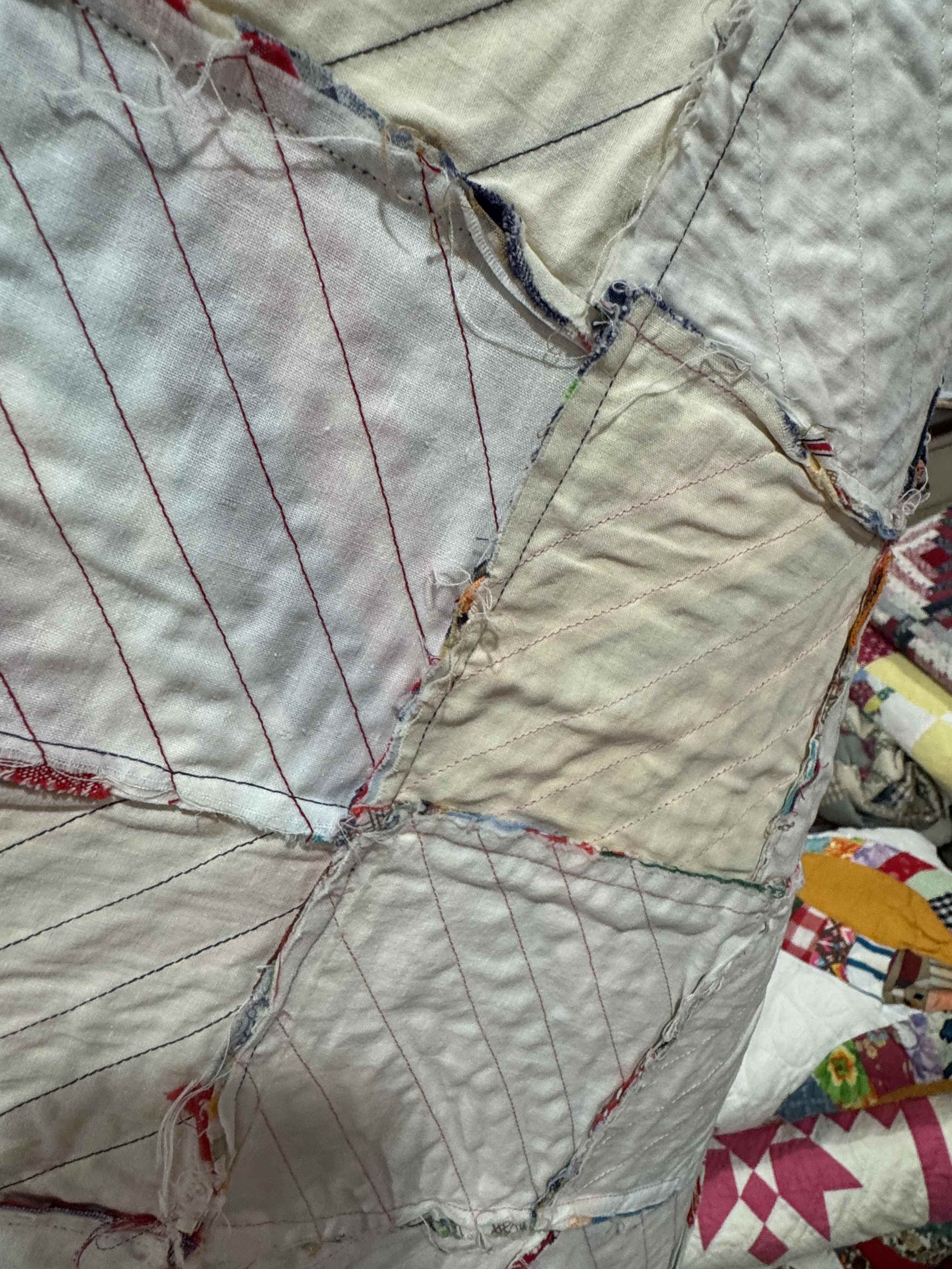 Vintage Quilt Foundation Pieced String Diamond Coverlet
