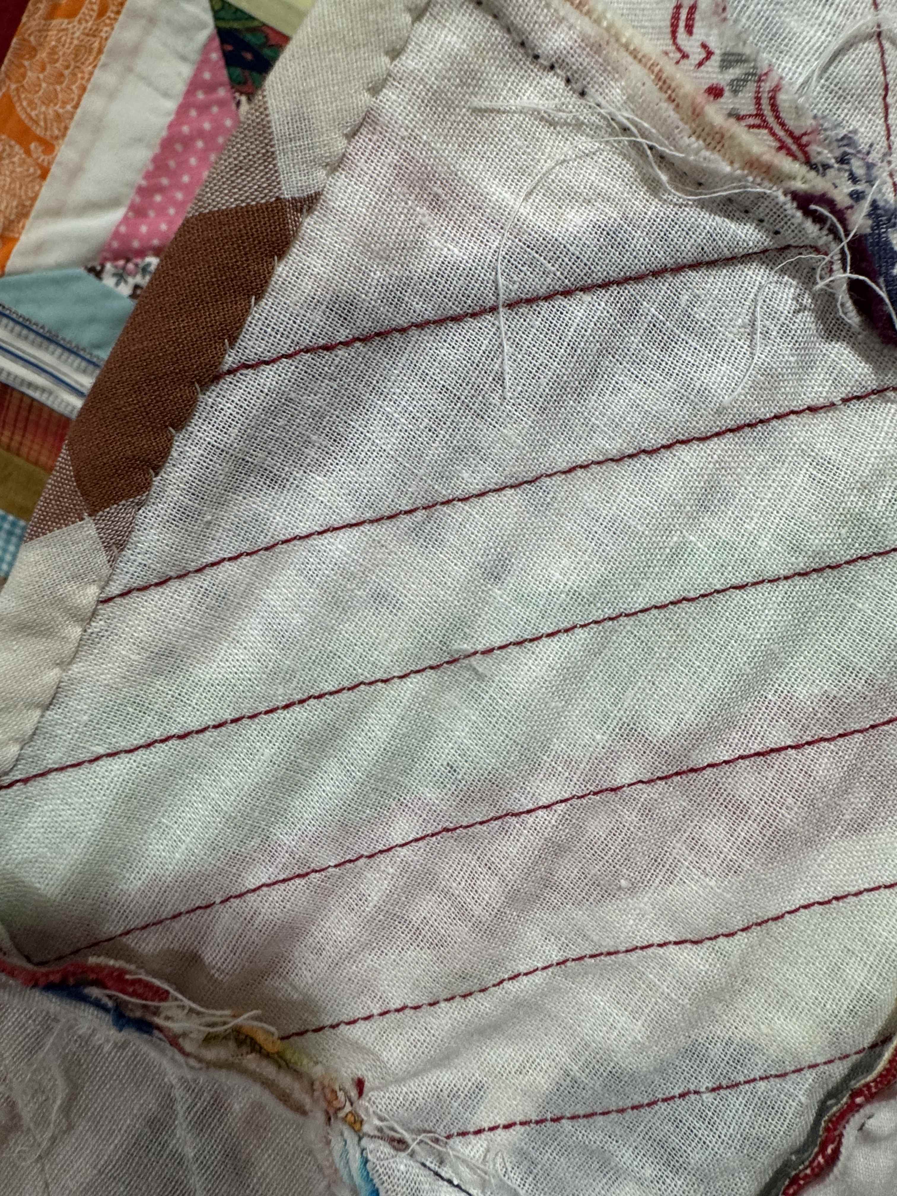 Vintage Quilt Foundation Pieced String Diamond Coverlet
