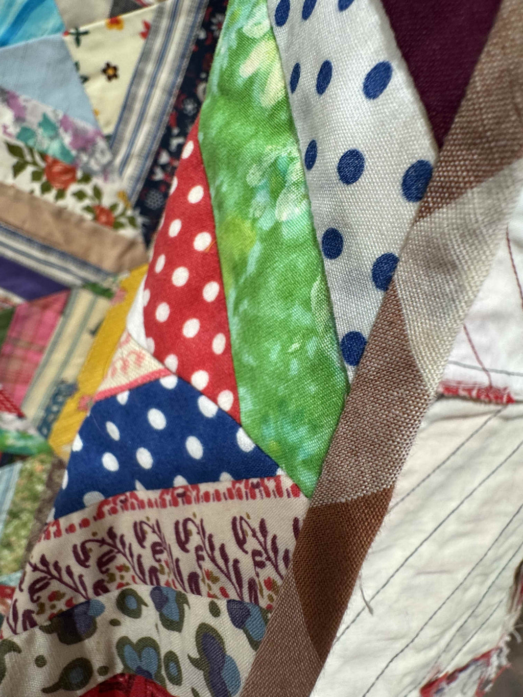 Vintage Quilt Foundation Pieced String Diamond Coverlet