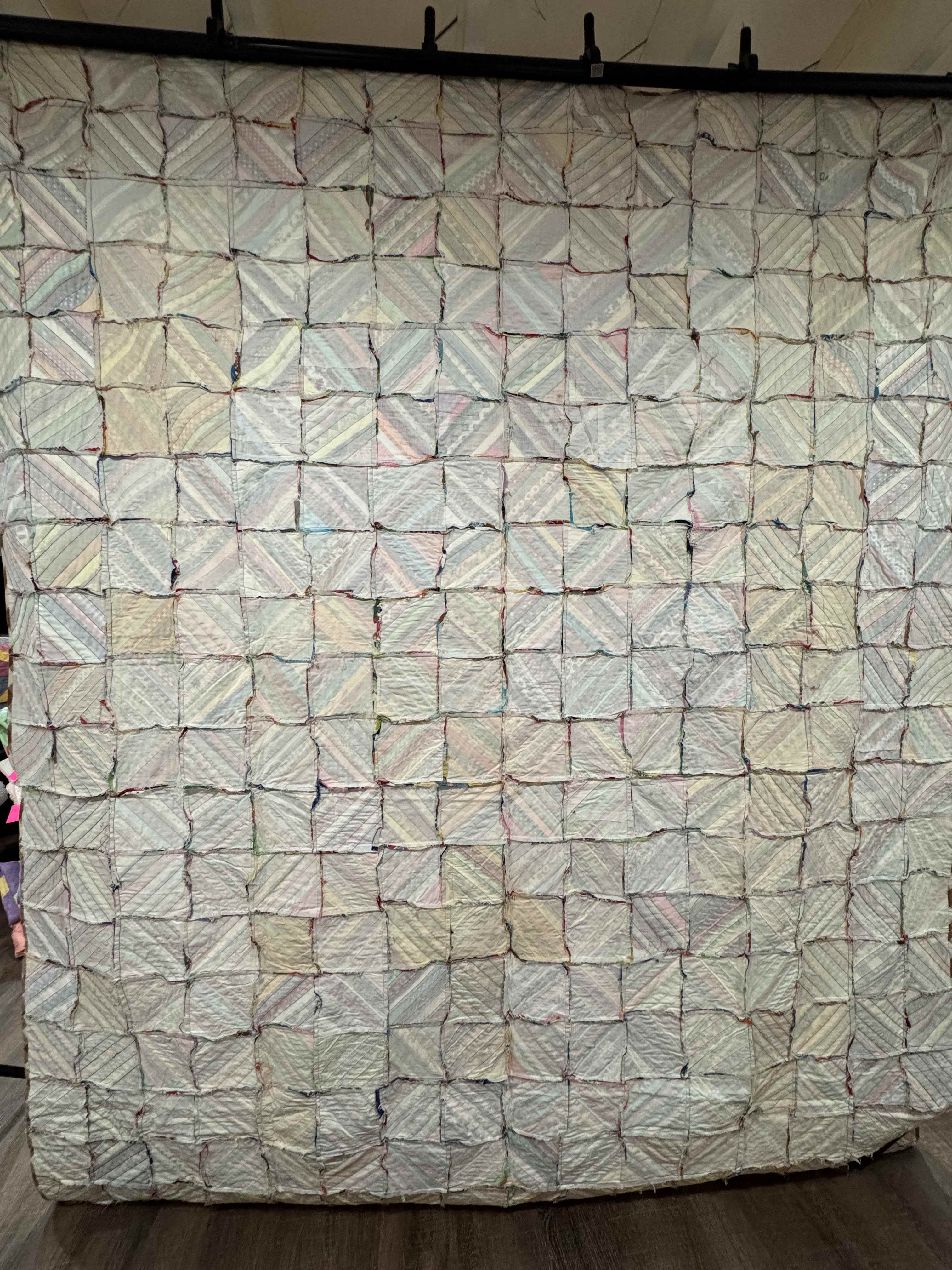 Vintage Quilt Foundation Pieced String Diamond Coverlet