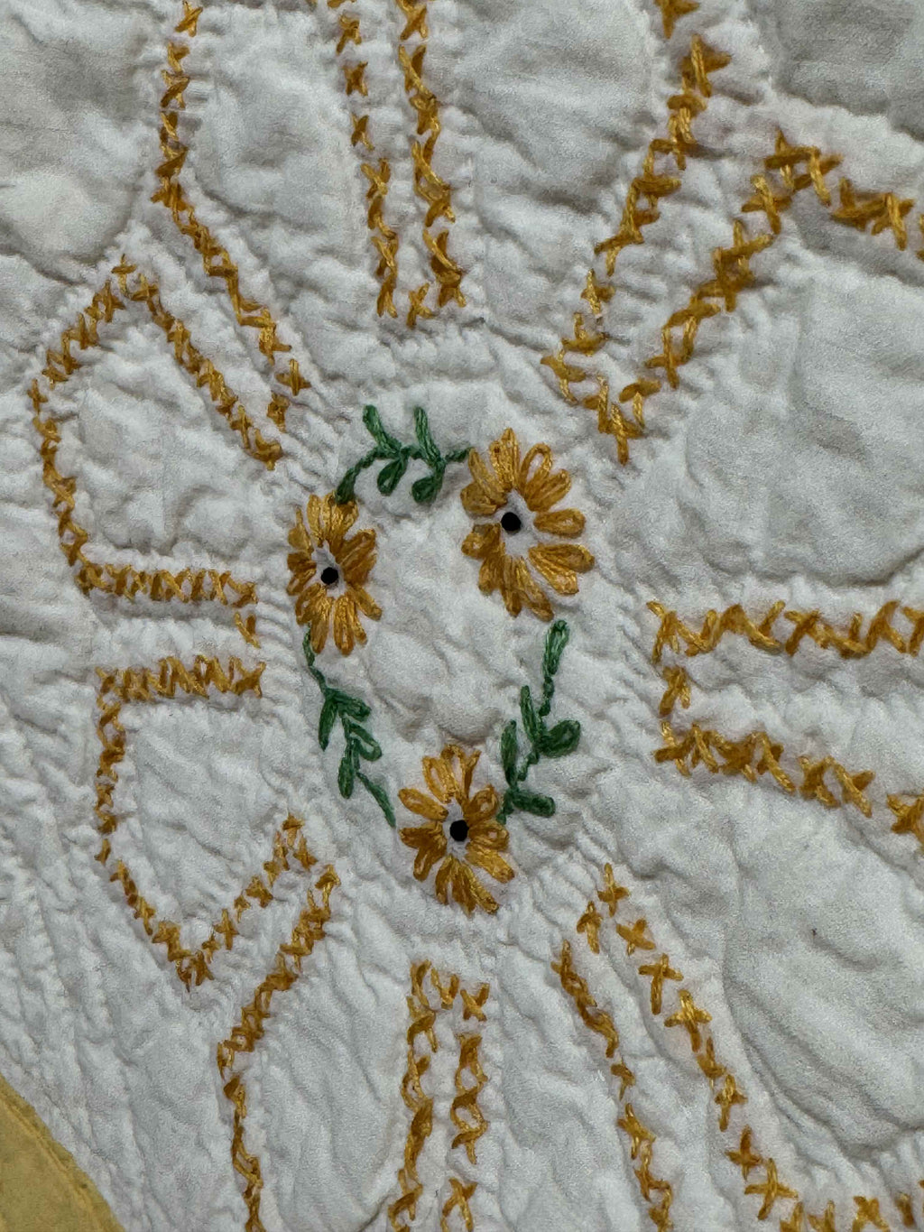 Vintage Quilt Cross Stitched Daisy