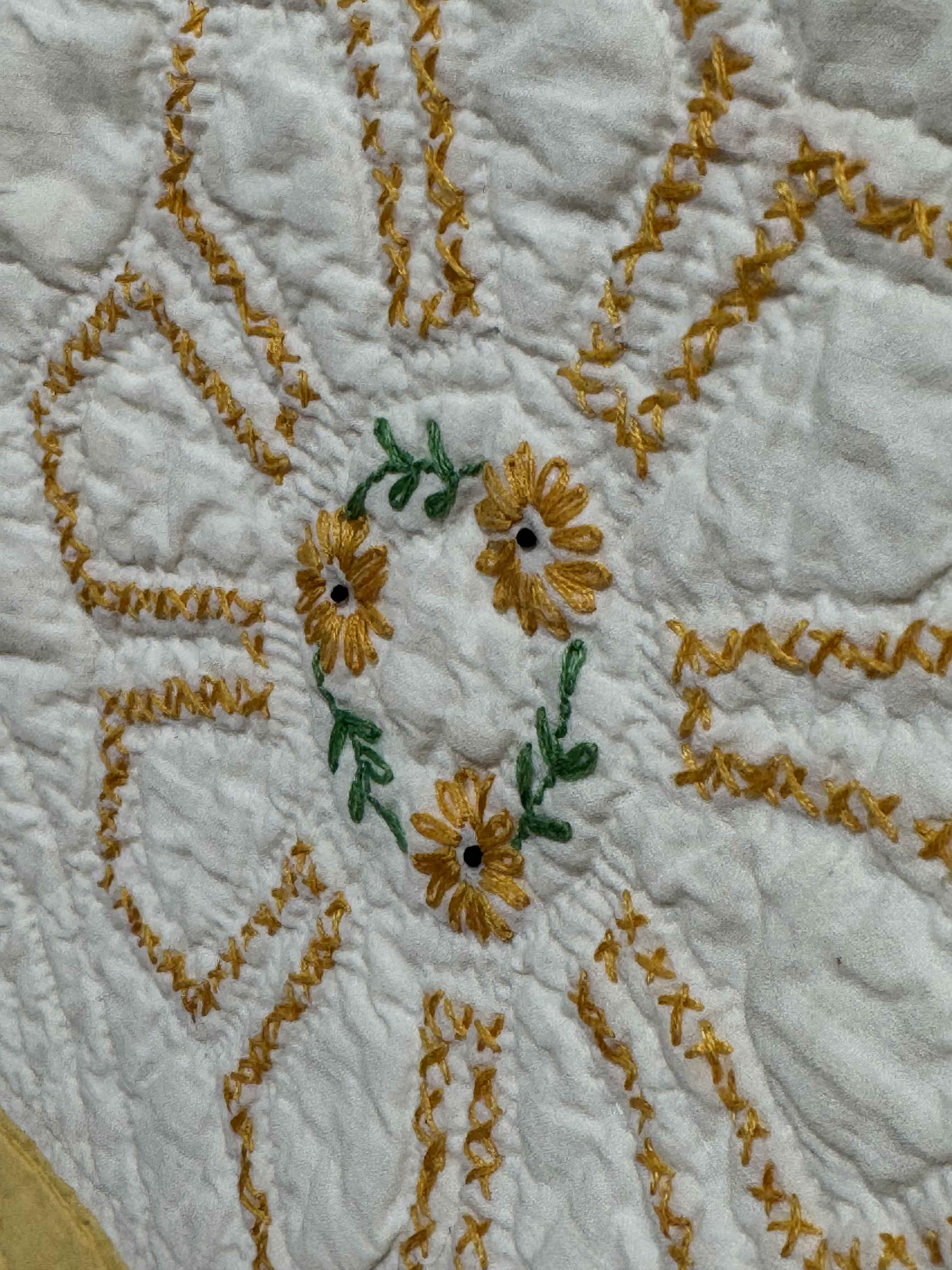Vintage Quilt Cross Stitched Daisy