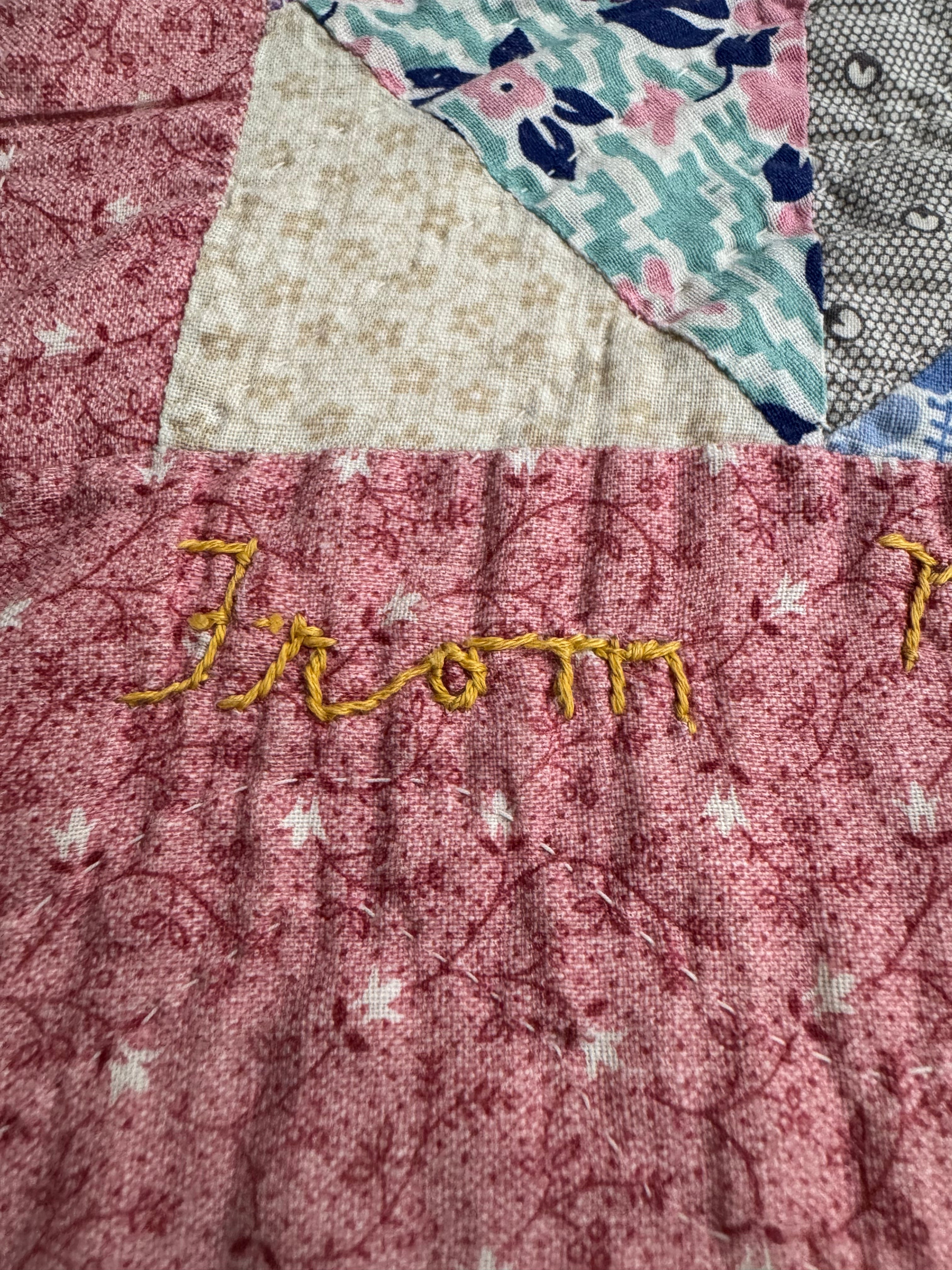 Vintage Edie's Quilt - Inscription with date