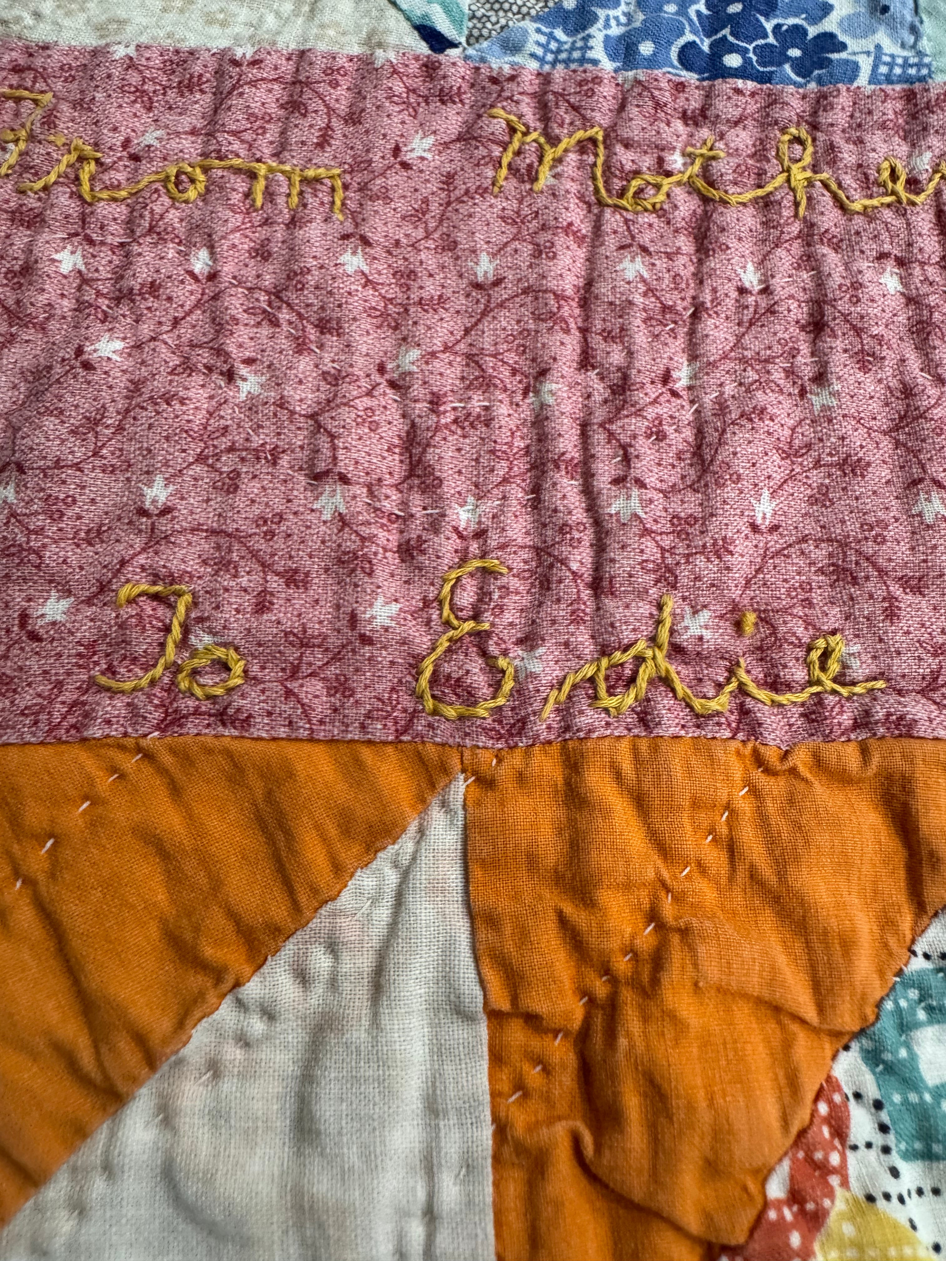 Vintage Edie's Quilt - Inscription with date