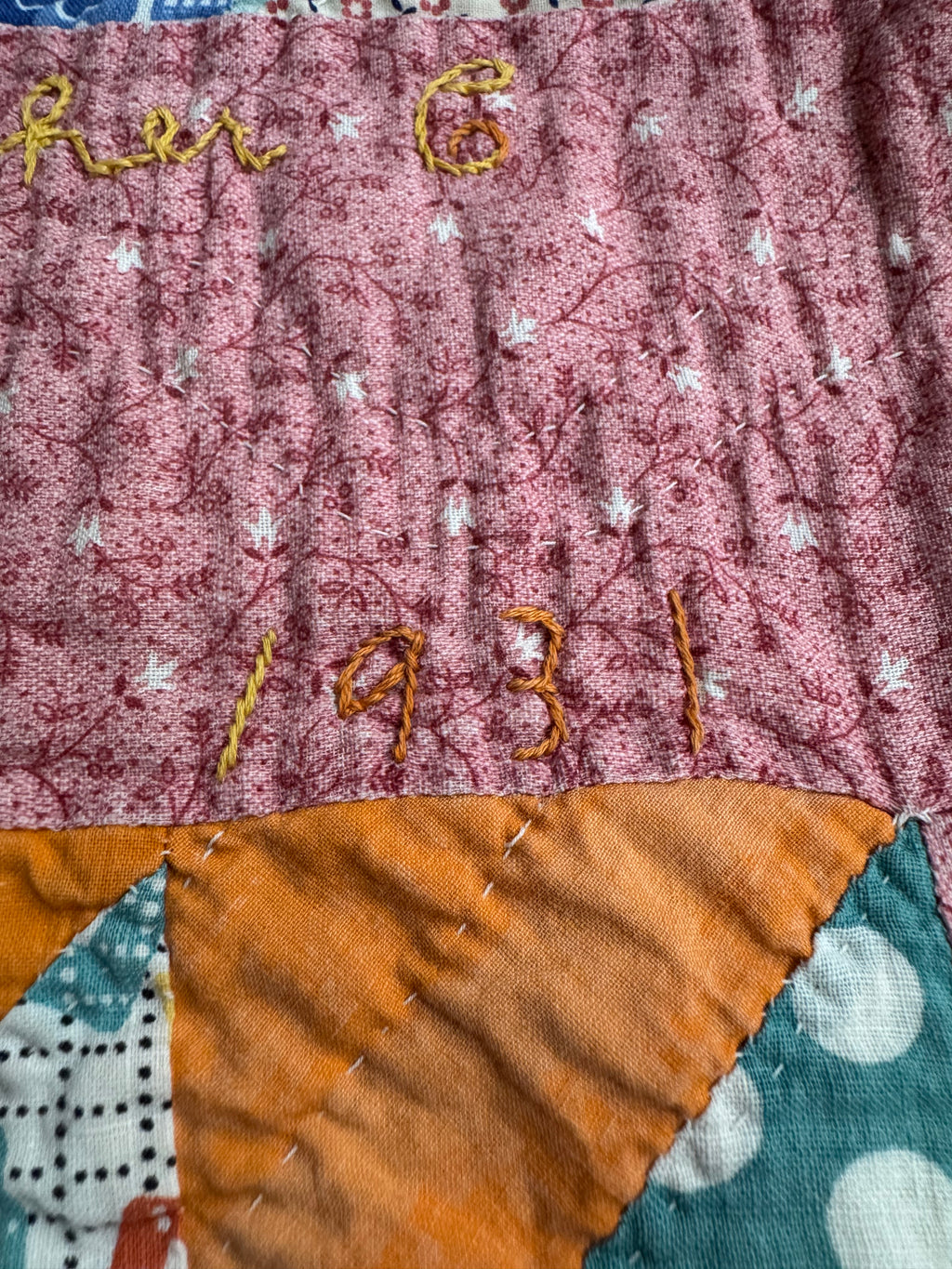 Vintage Edie's Quilt - Inscription with date