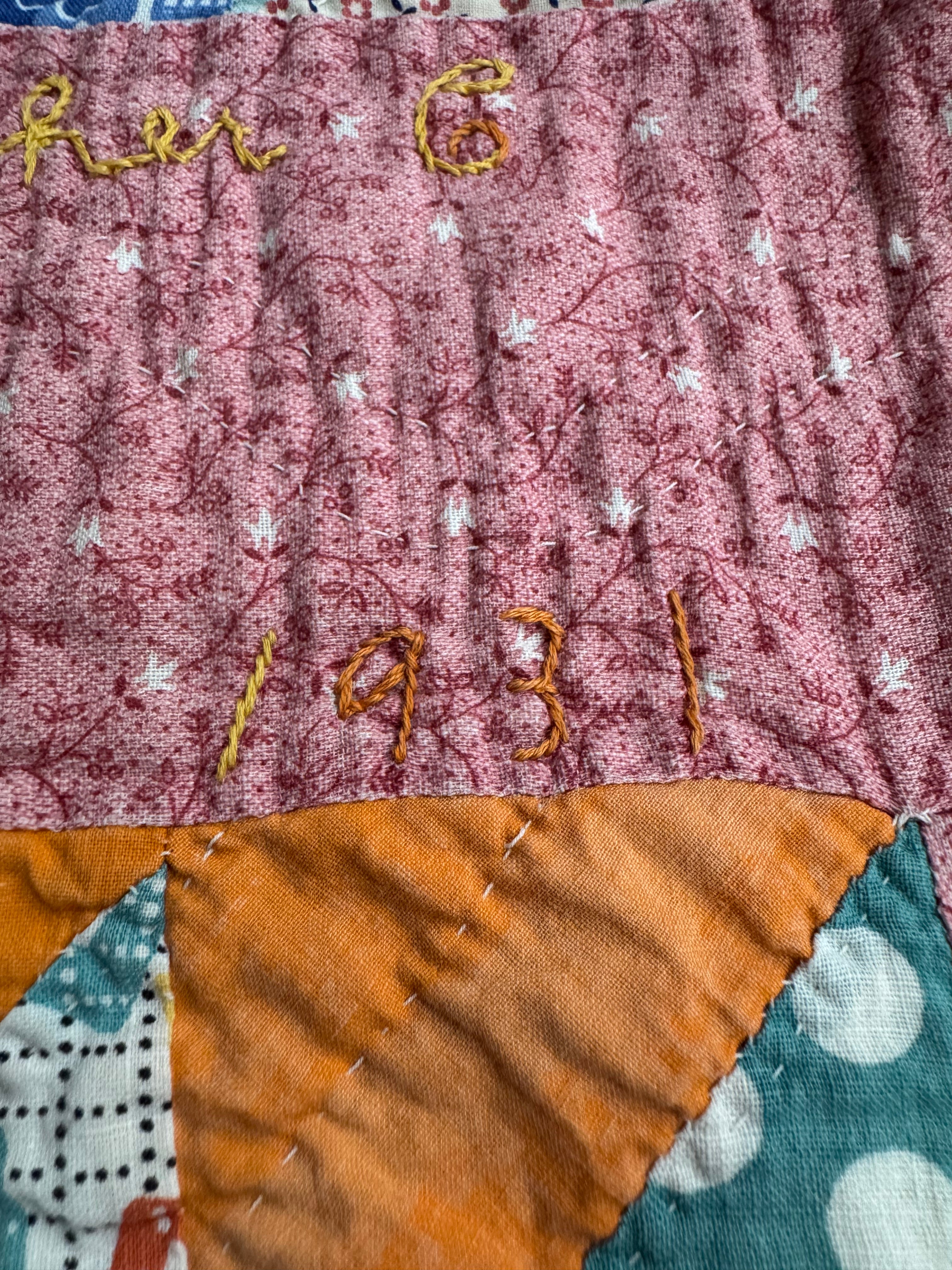 Vintage Edie's Quilt - Inscription with date
