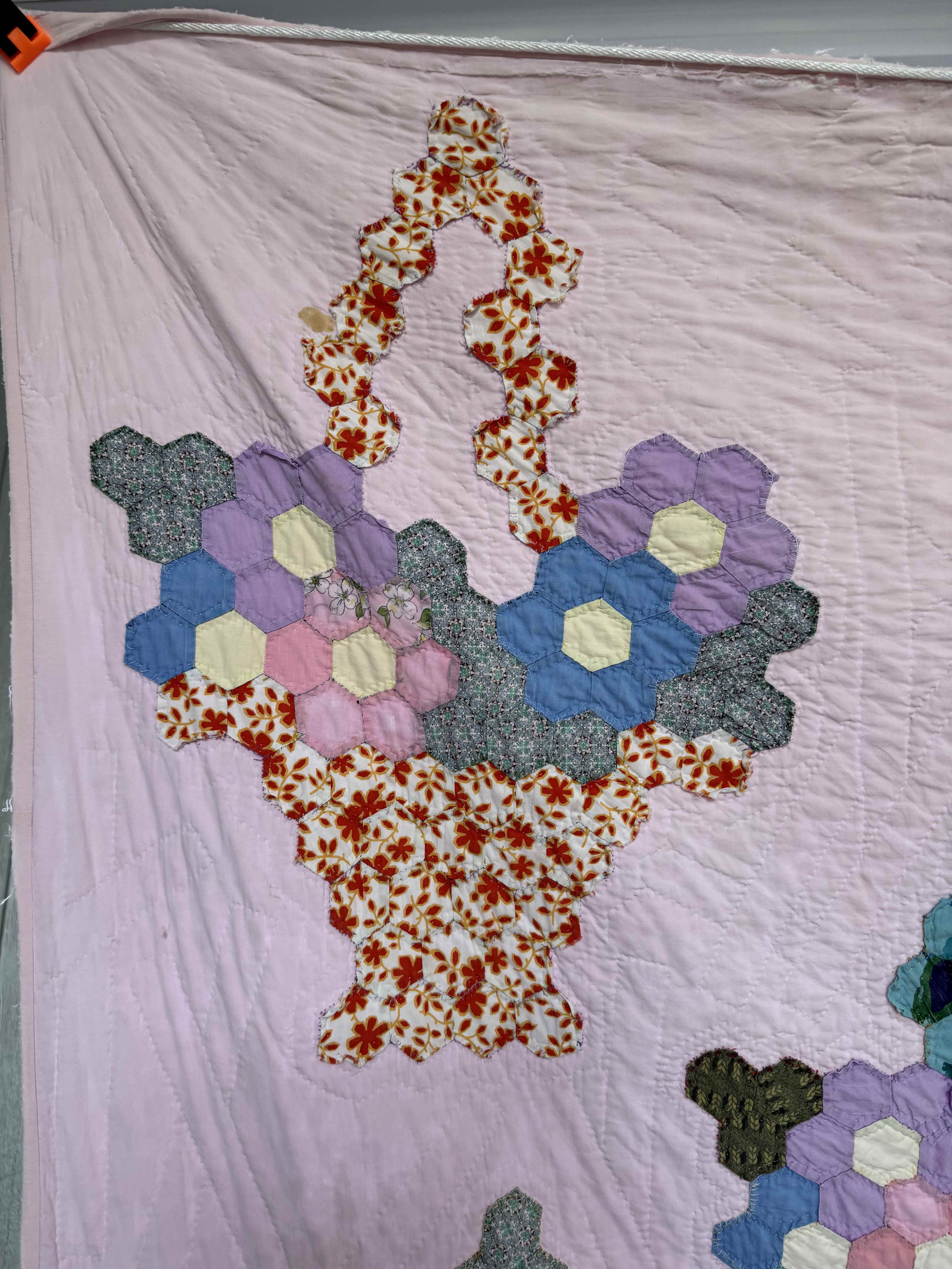 Vintage Hexagon Flower Basket Quilt