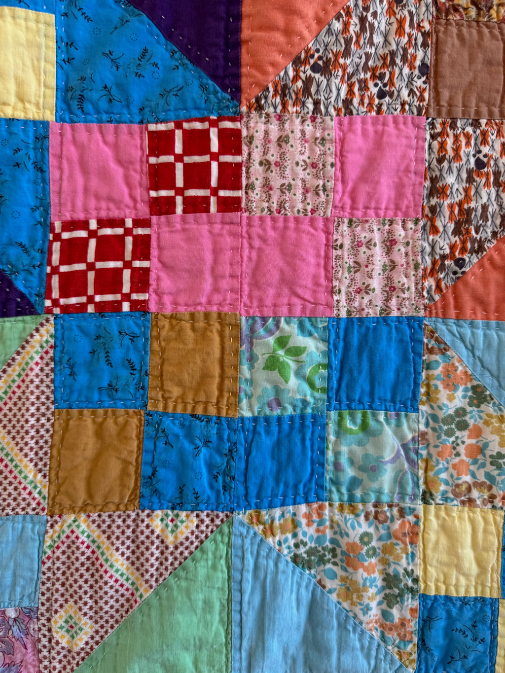Vintage Scrappy Mosaic Quilt