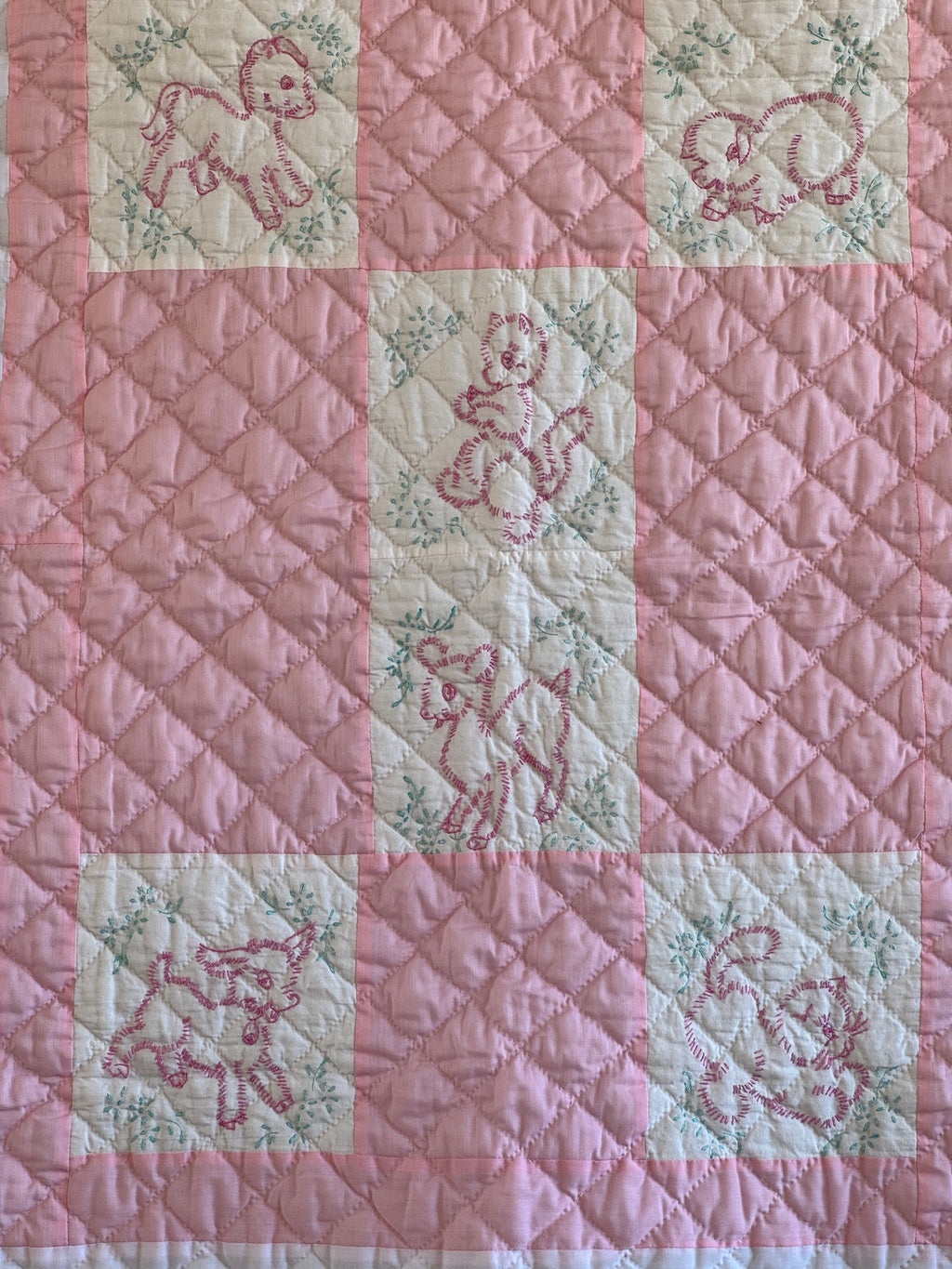 Vintage Embroidered Baby Quilt