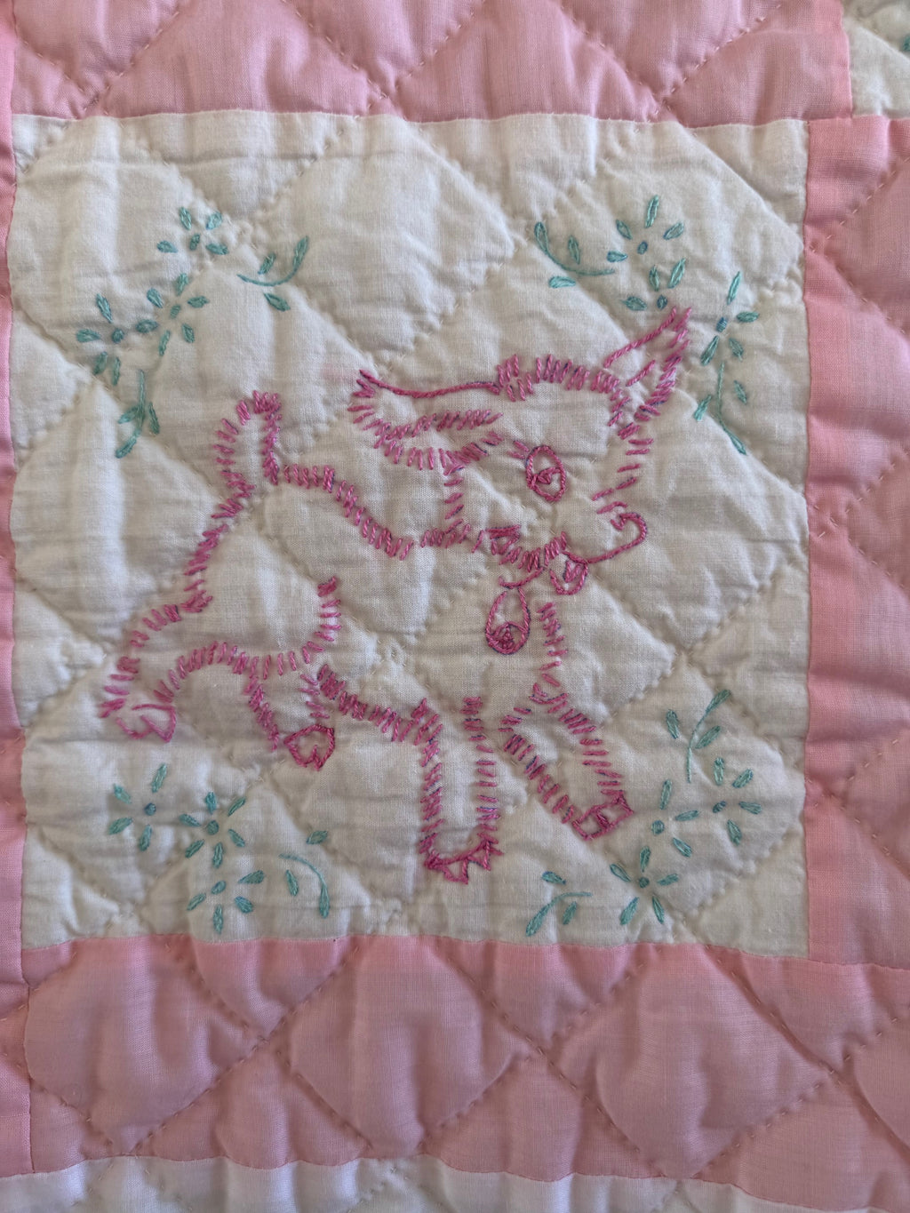 Vintage Embroidered Baby Quilt