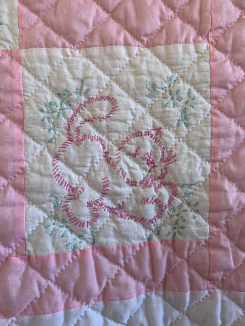 Vintage Embroidered Baby Quilt