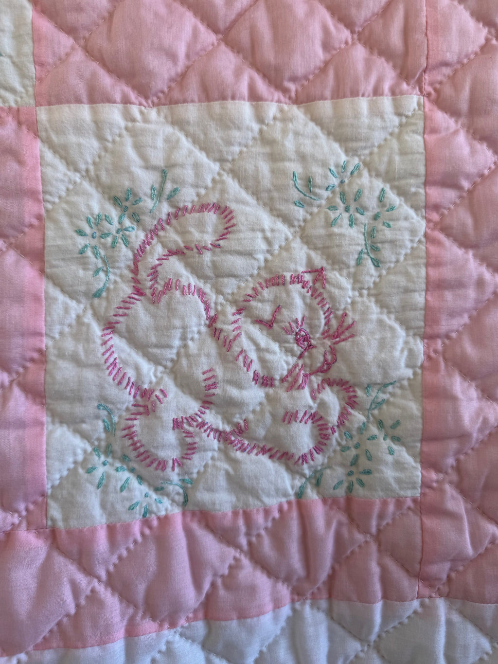 Vintage Embroidered Baby Quilt