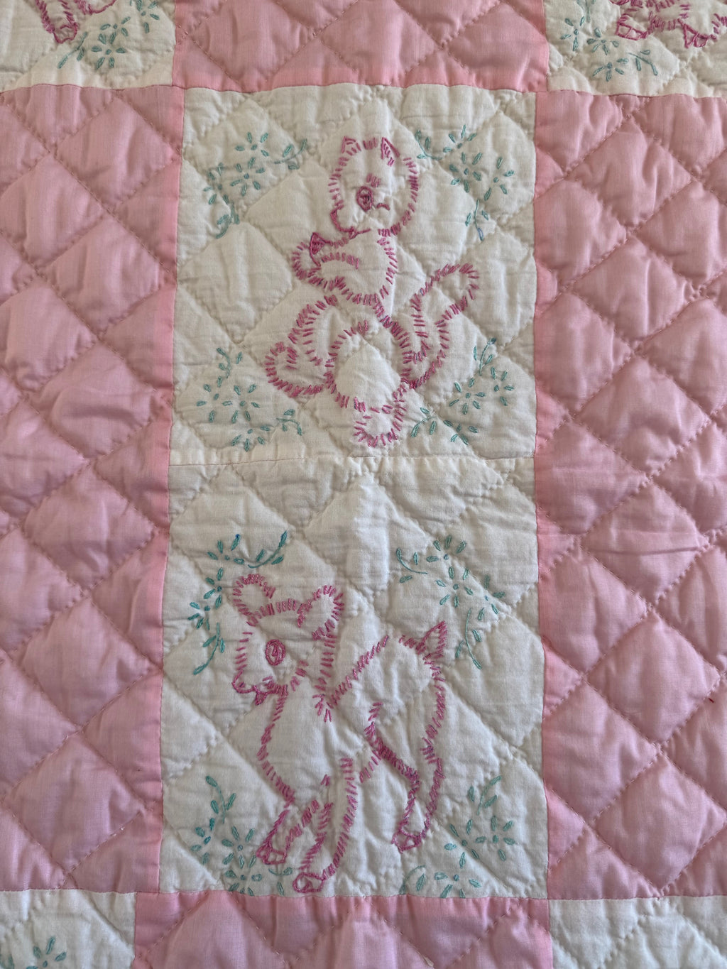 Vintage Embroidered Baby Quilt