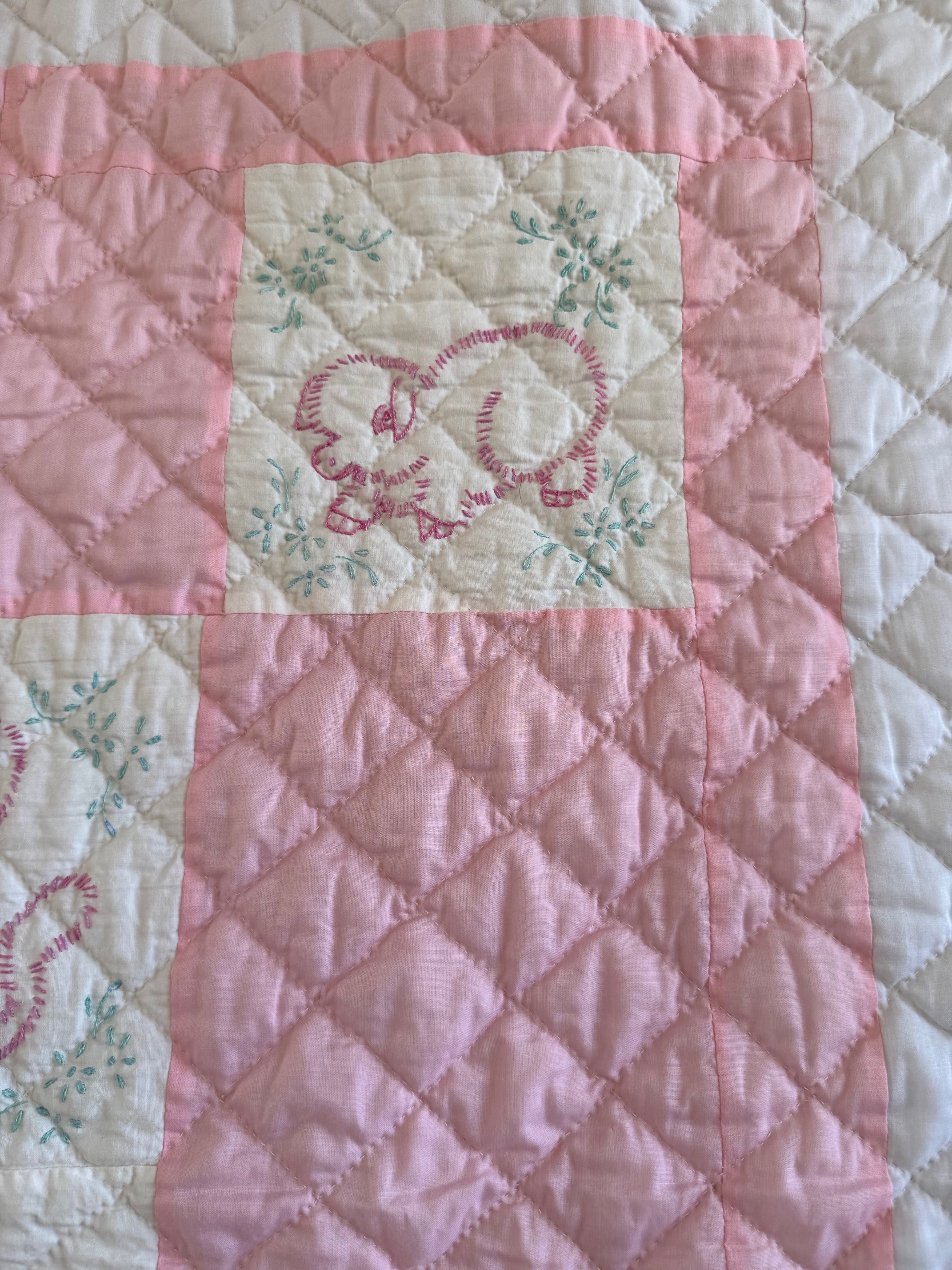 Vintage Embroidered Baby Quilt