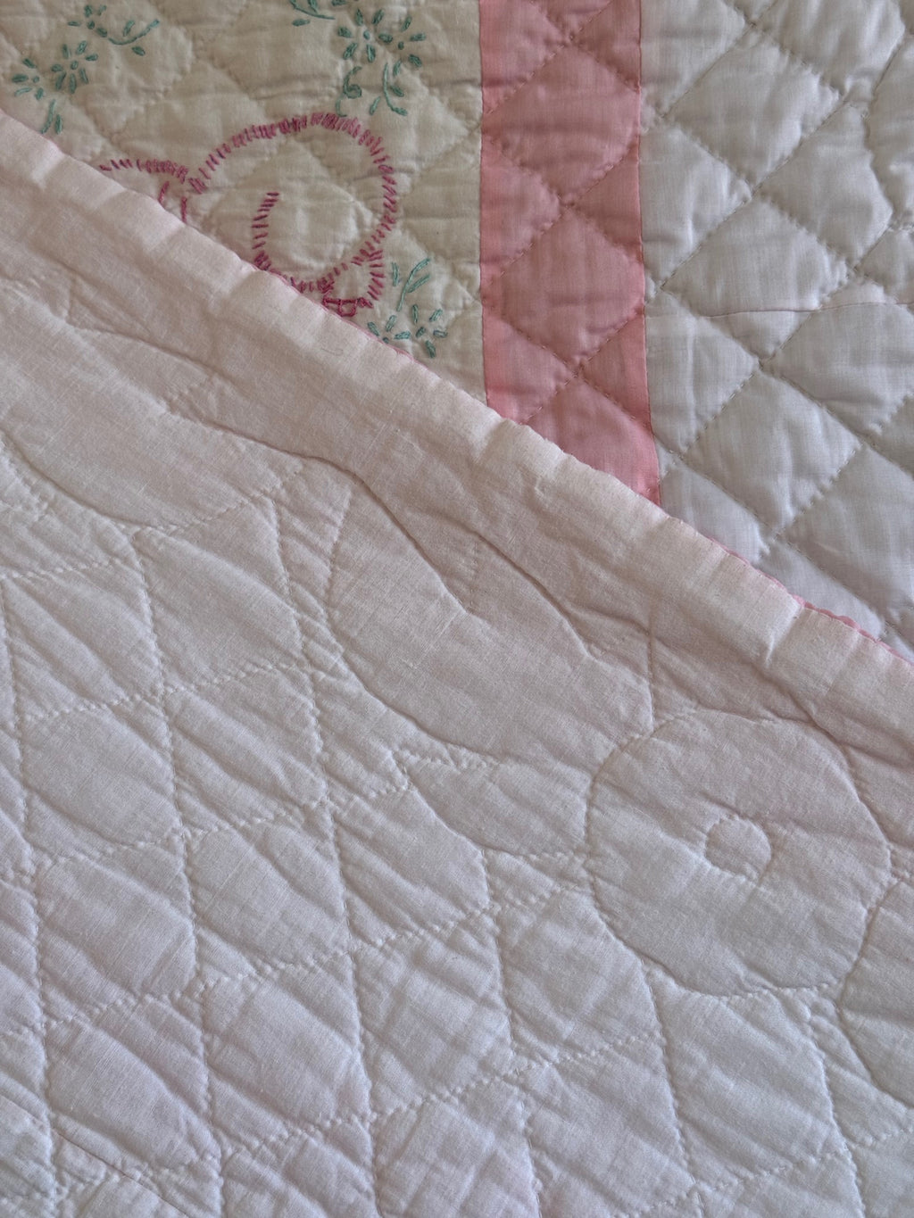 Vintage Embroidered Baby Quilt