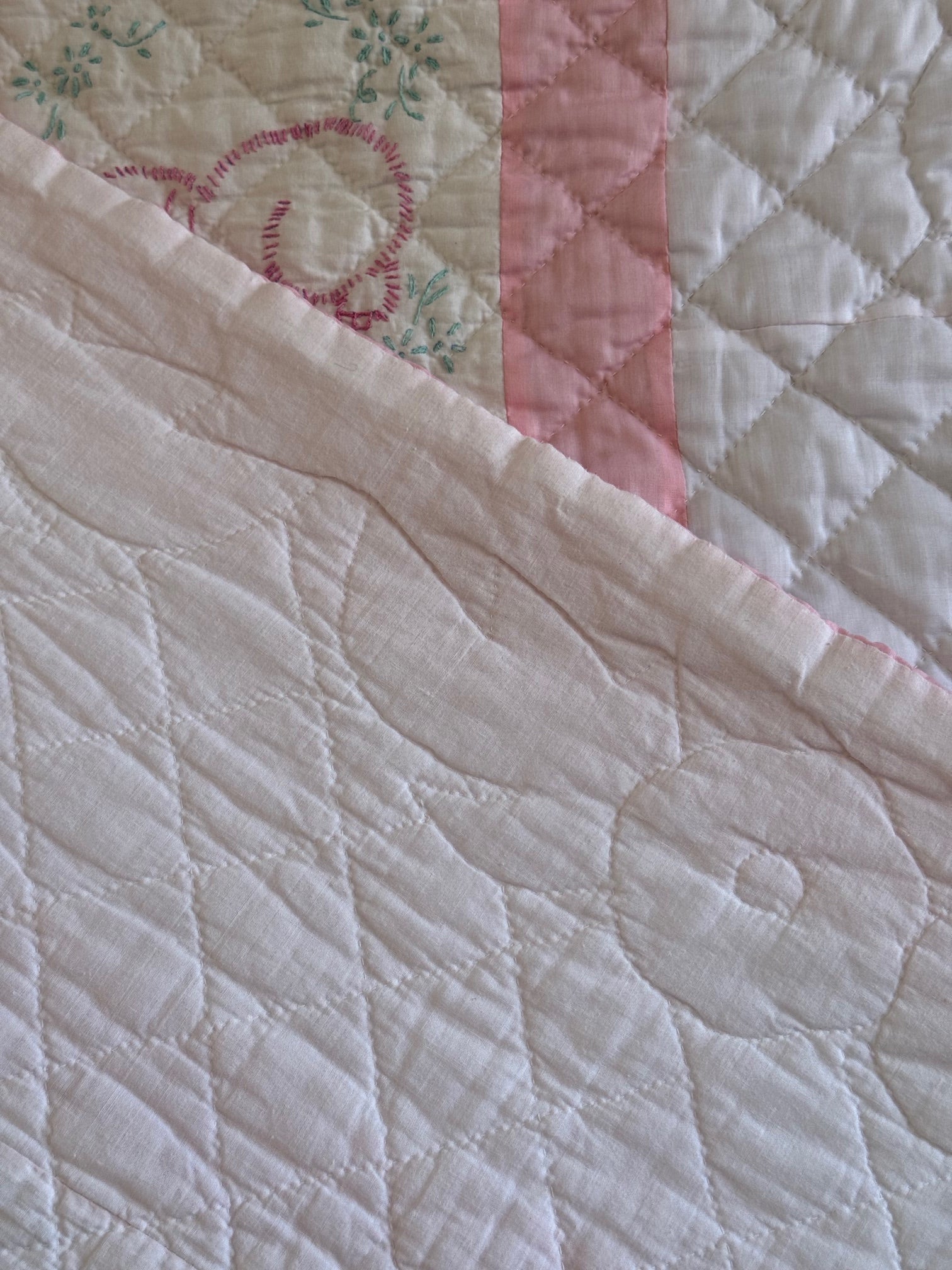 Vintage Embroidered Baby Quilt