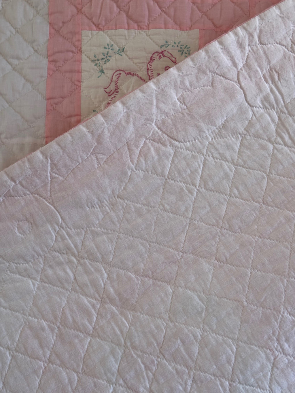 Vintage Embroidered Baby Quilt