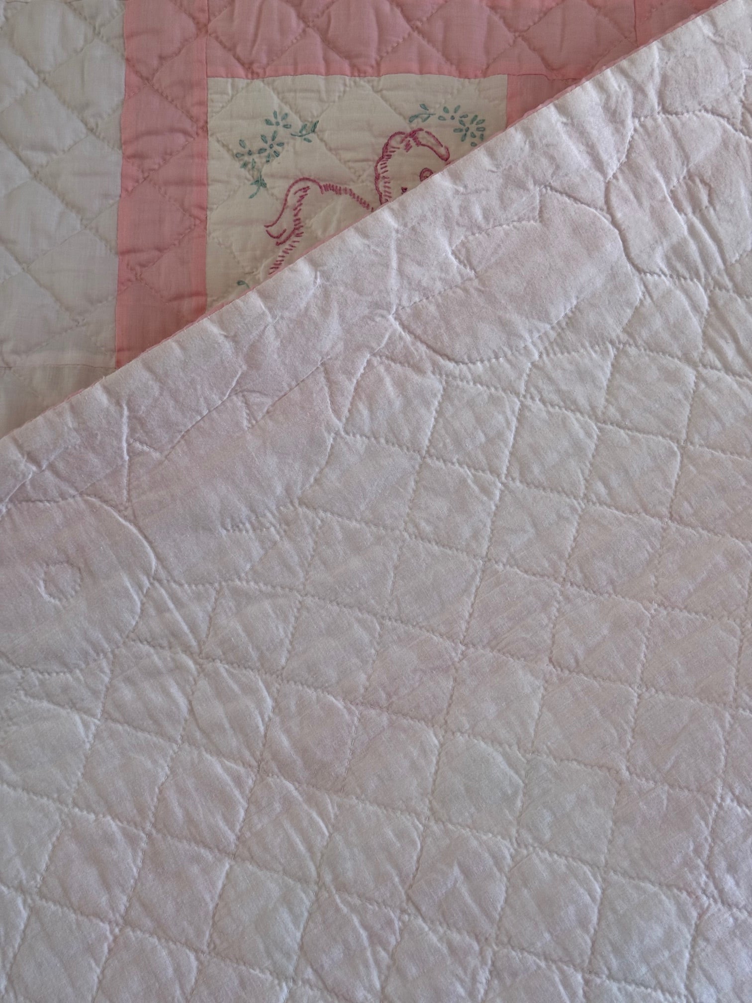 Vintage Embroidered Baby Quilt