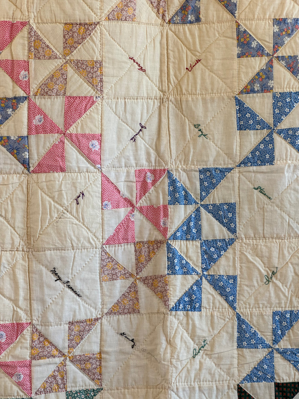 Vintage Pinwheel Quilt - Signed
