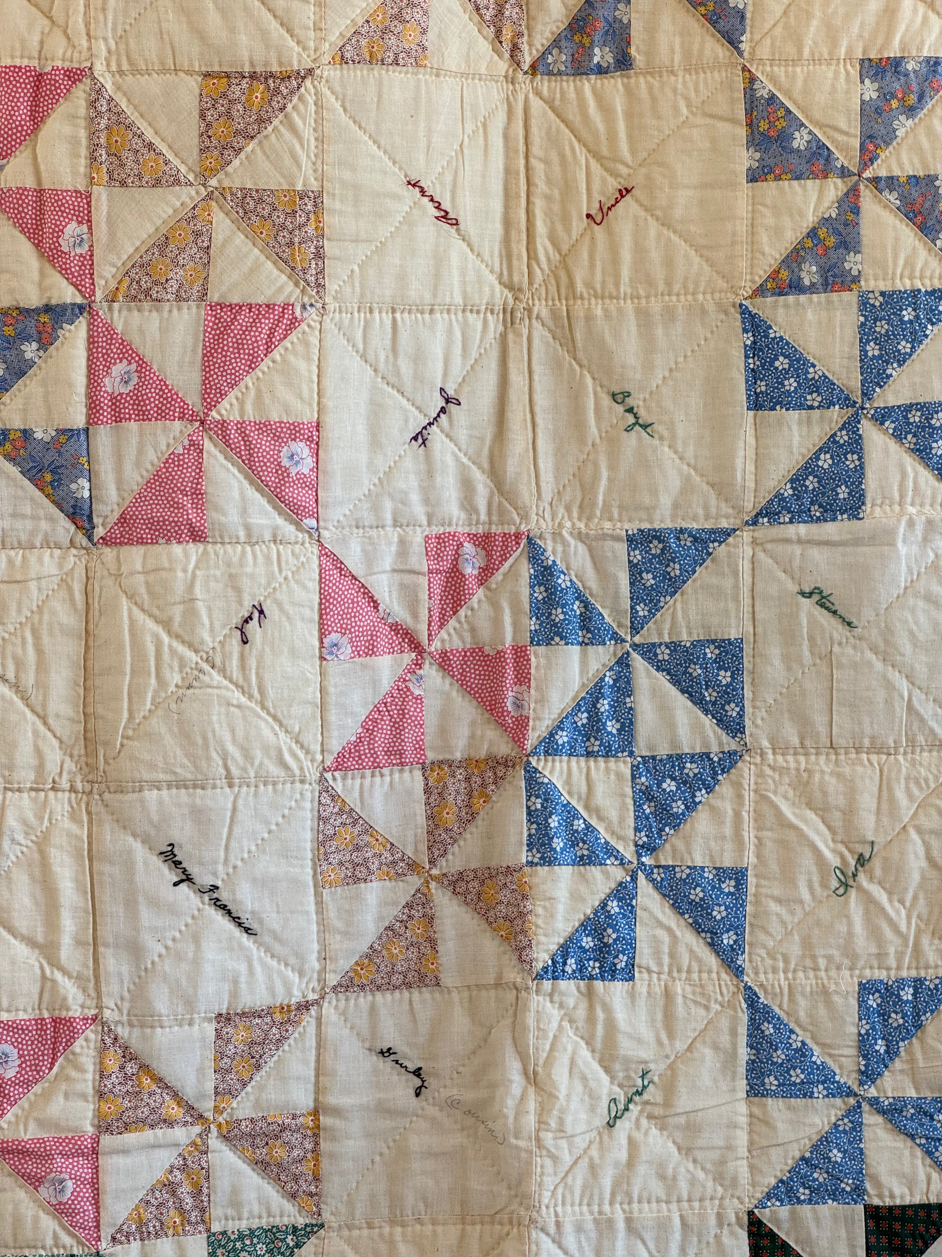 Vintage Pinwheel Quilt - Signed