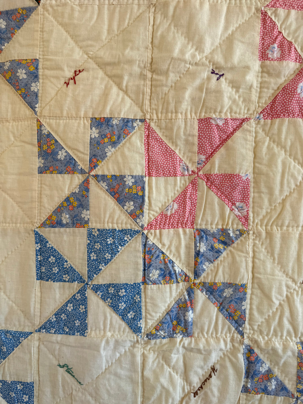 Vintage Pinwheel Quilt - Signed