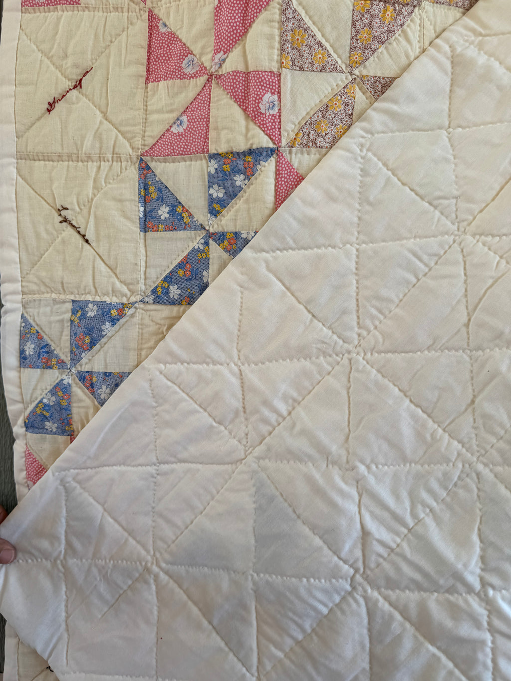 Vintage Pinwheel Quilt - Signed