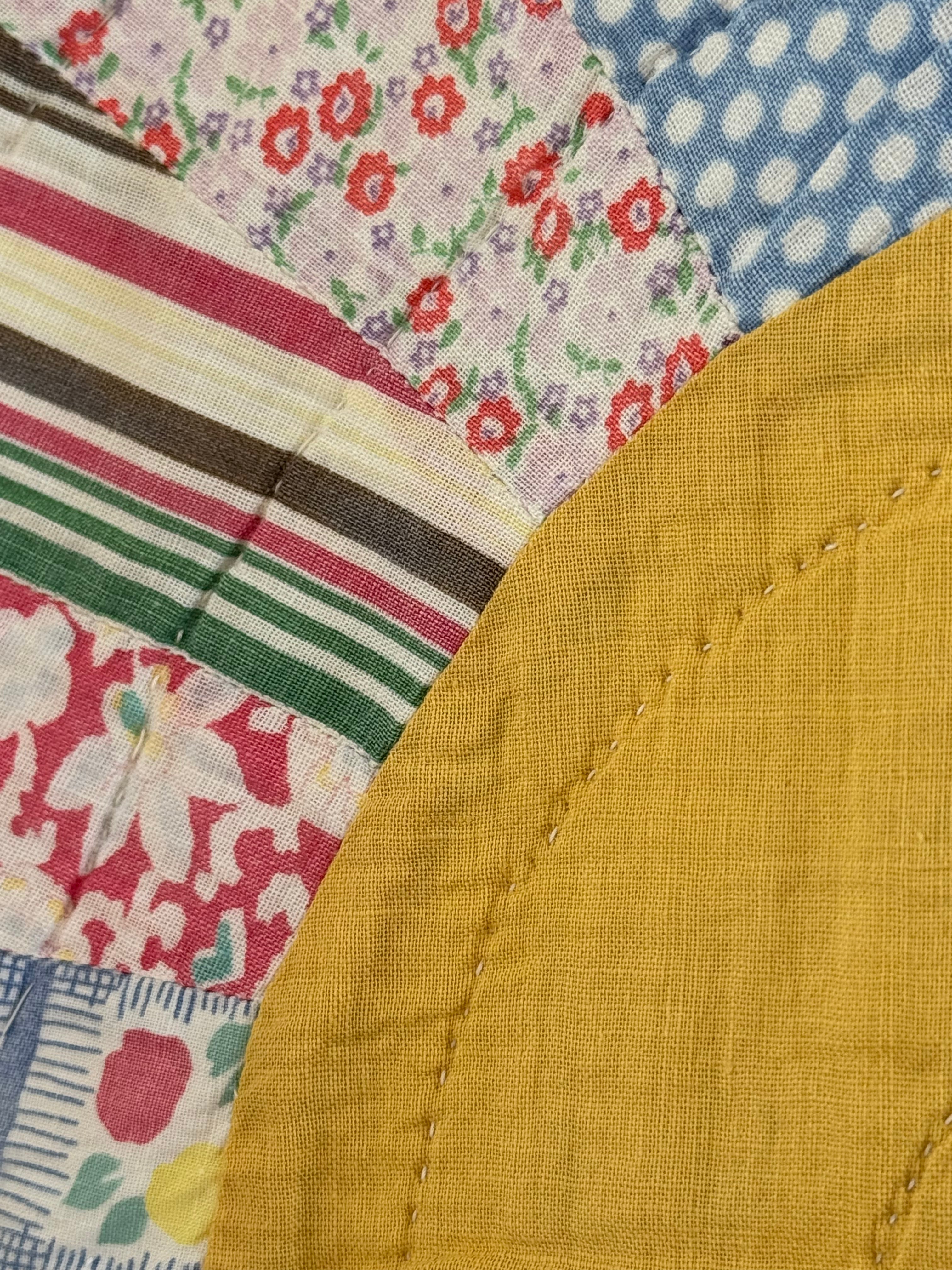 Vintage Bold Blue Fan Quilt