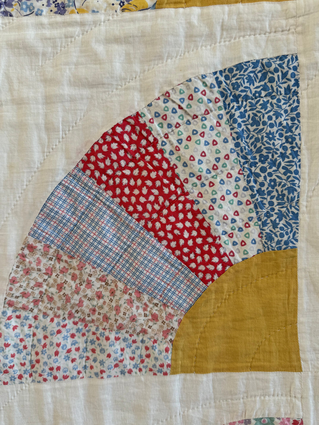 Vintage Bold Blue Fan Quilt