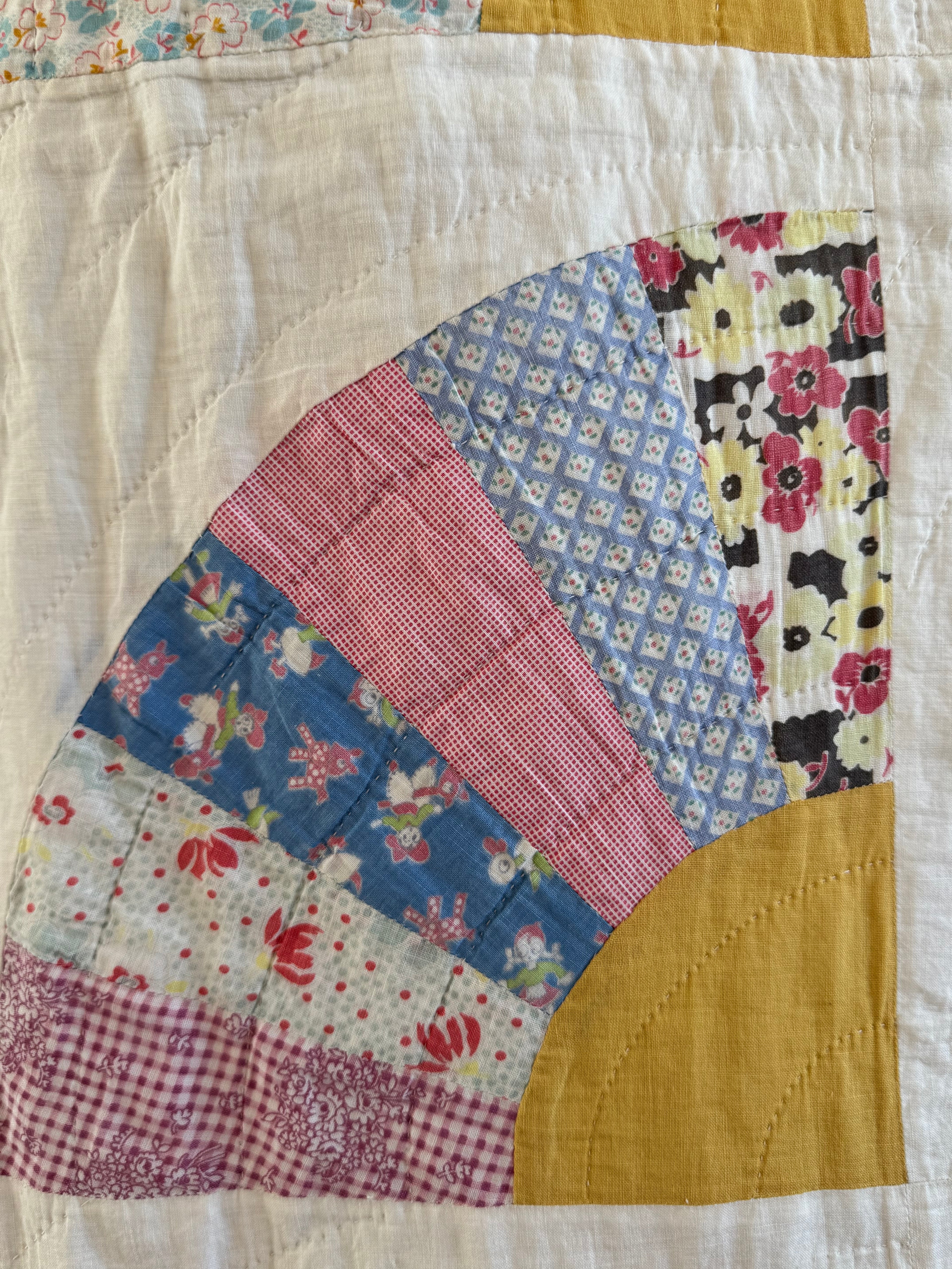 Vintage Bold Blue Fan Quilt
