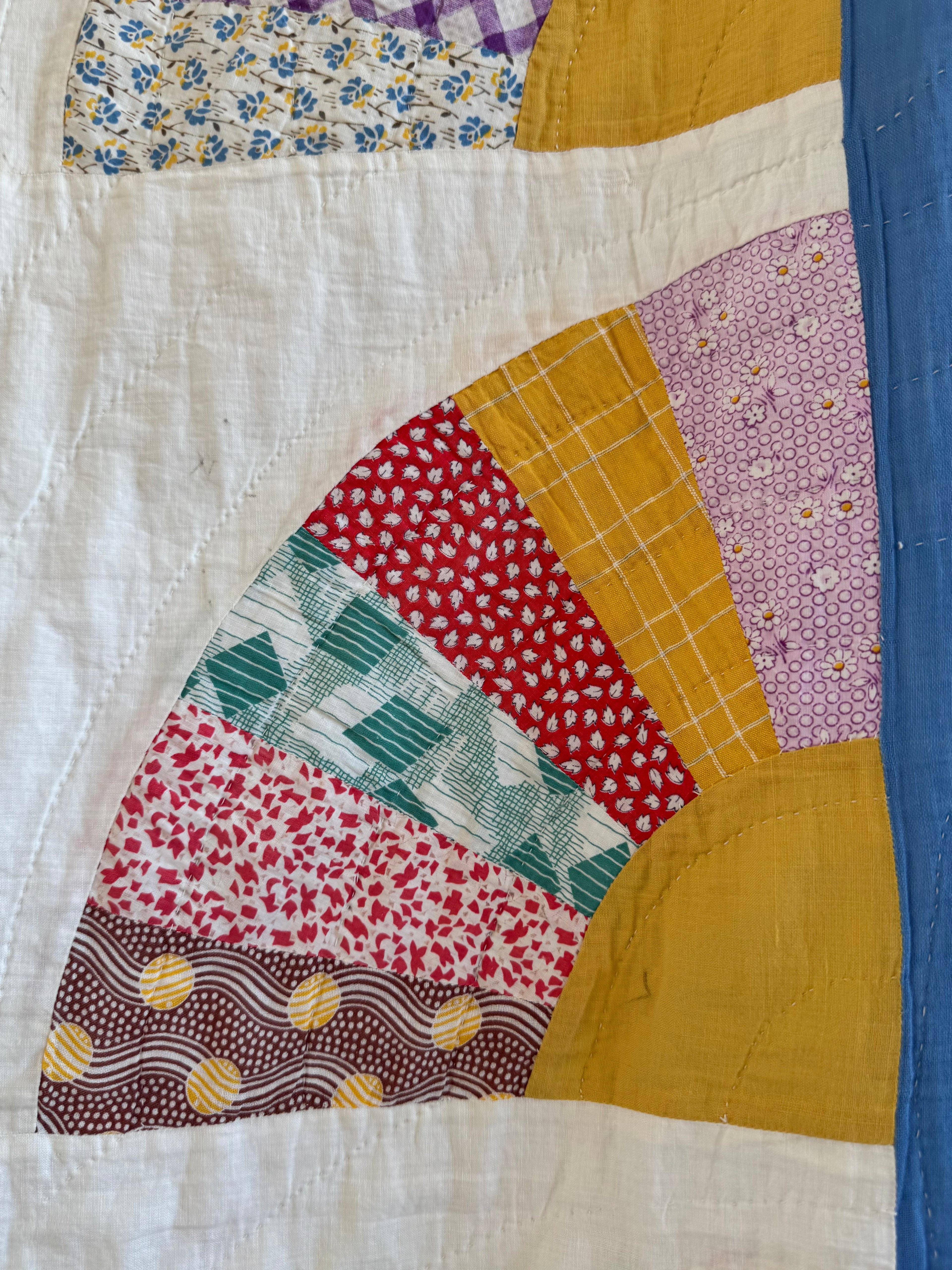 Vintage Bold Blue Fan Quilt