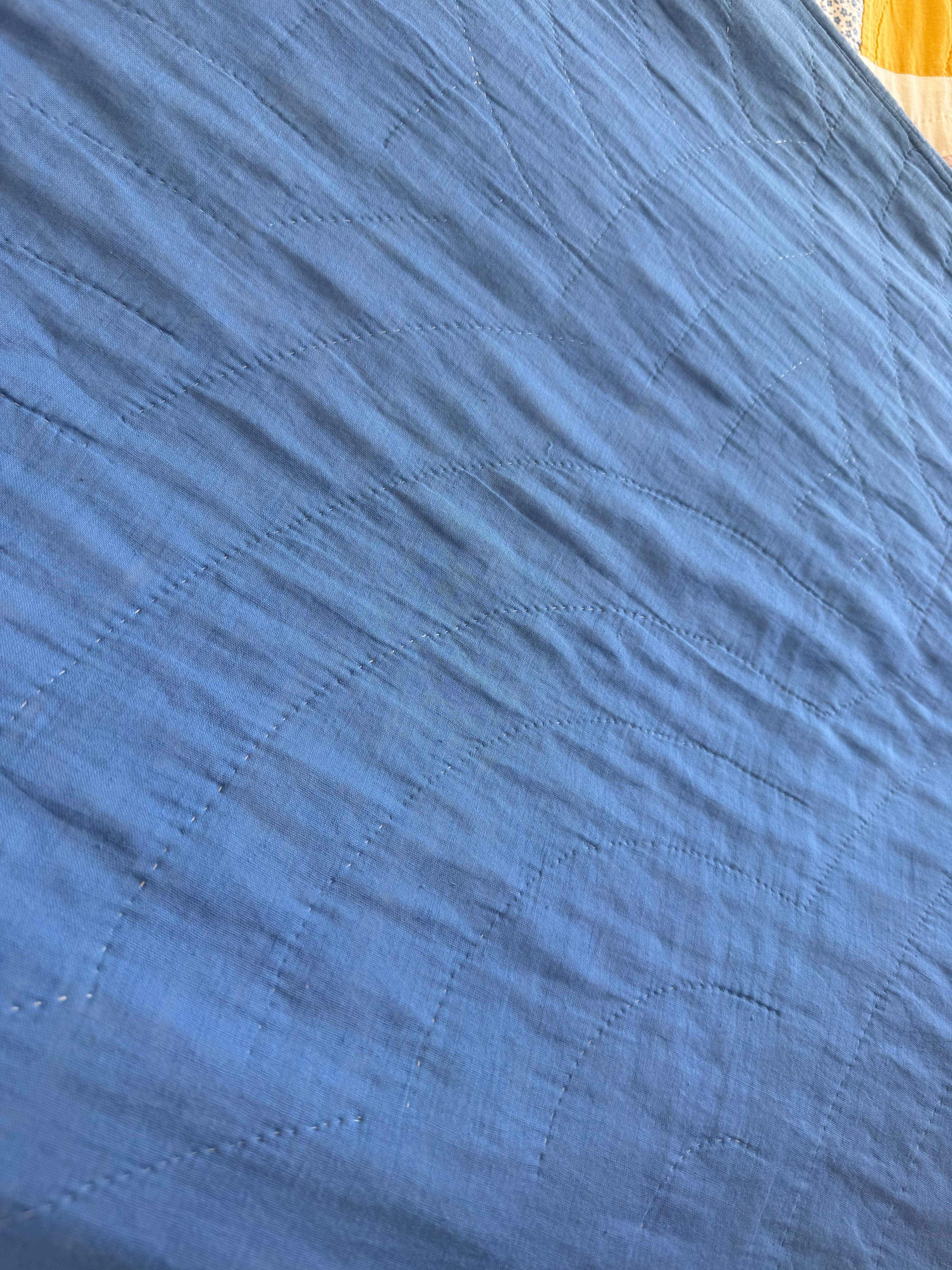 Vintage Bold Blue Fan Quilt