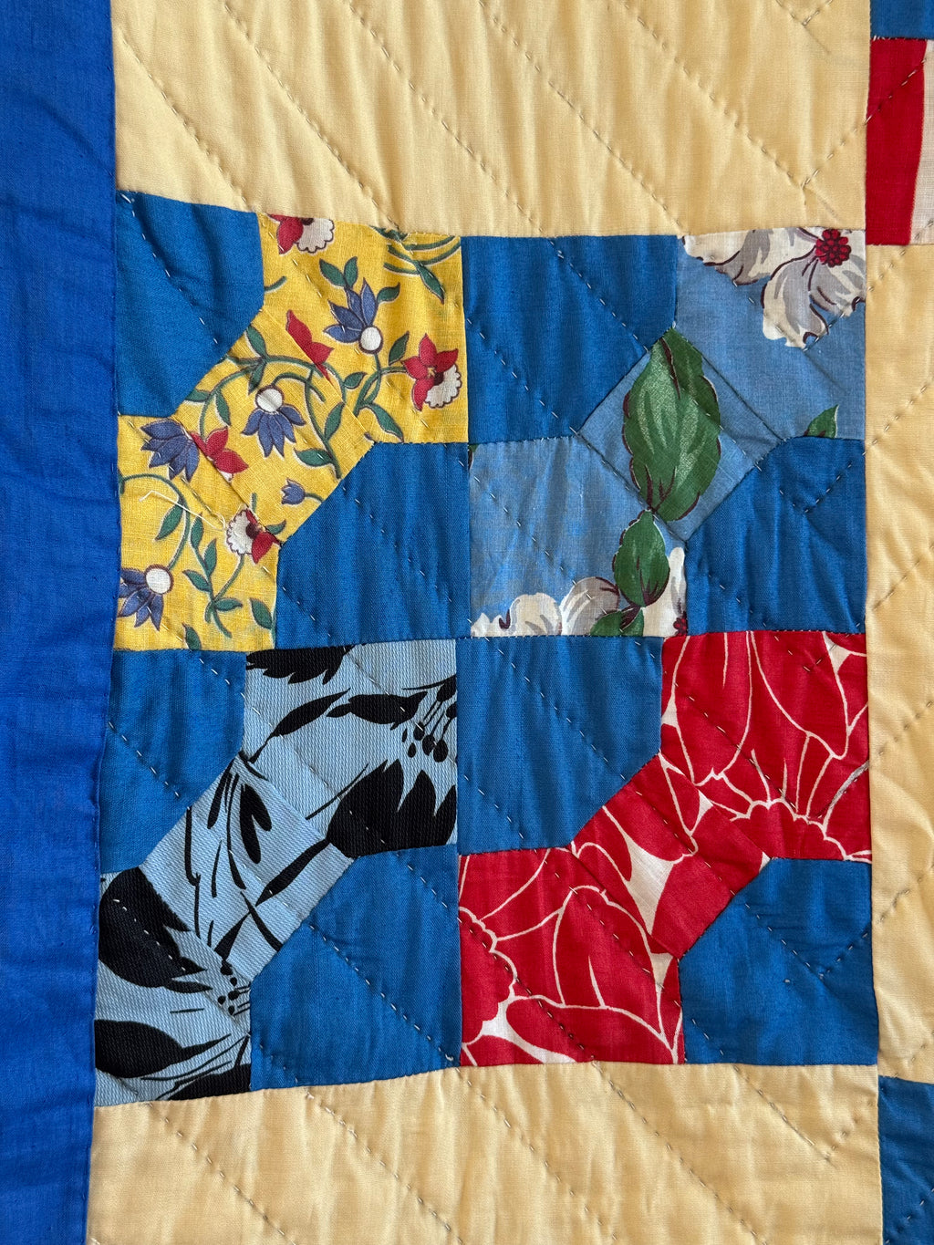 Vintage Blue Bowtie Feed Sack Quilt