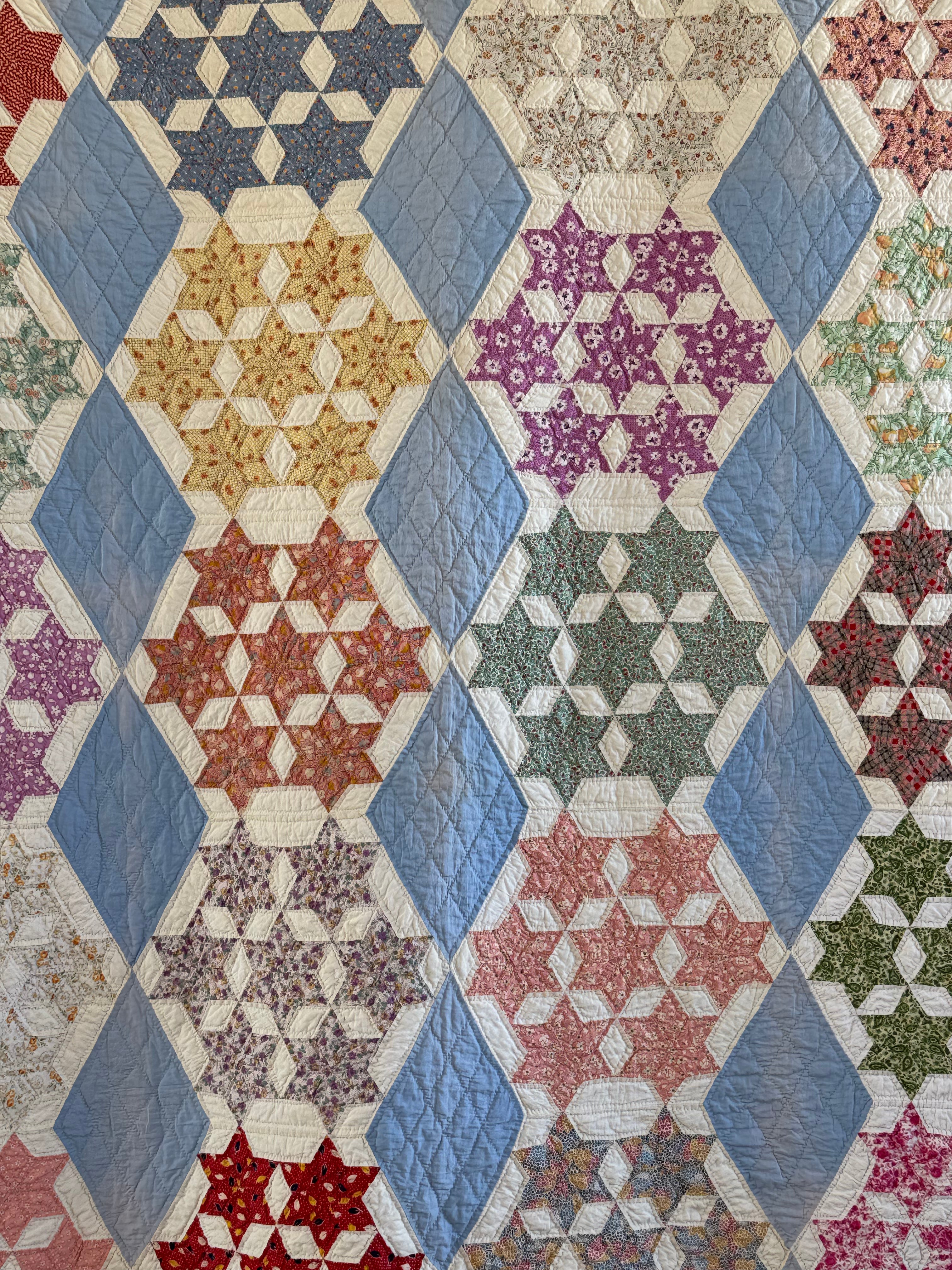 Vintage Blue Seven Sister's Quilt **SOLD**