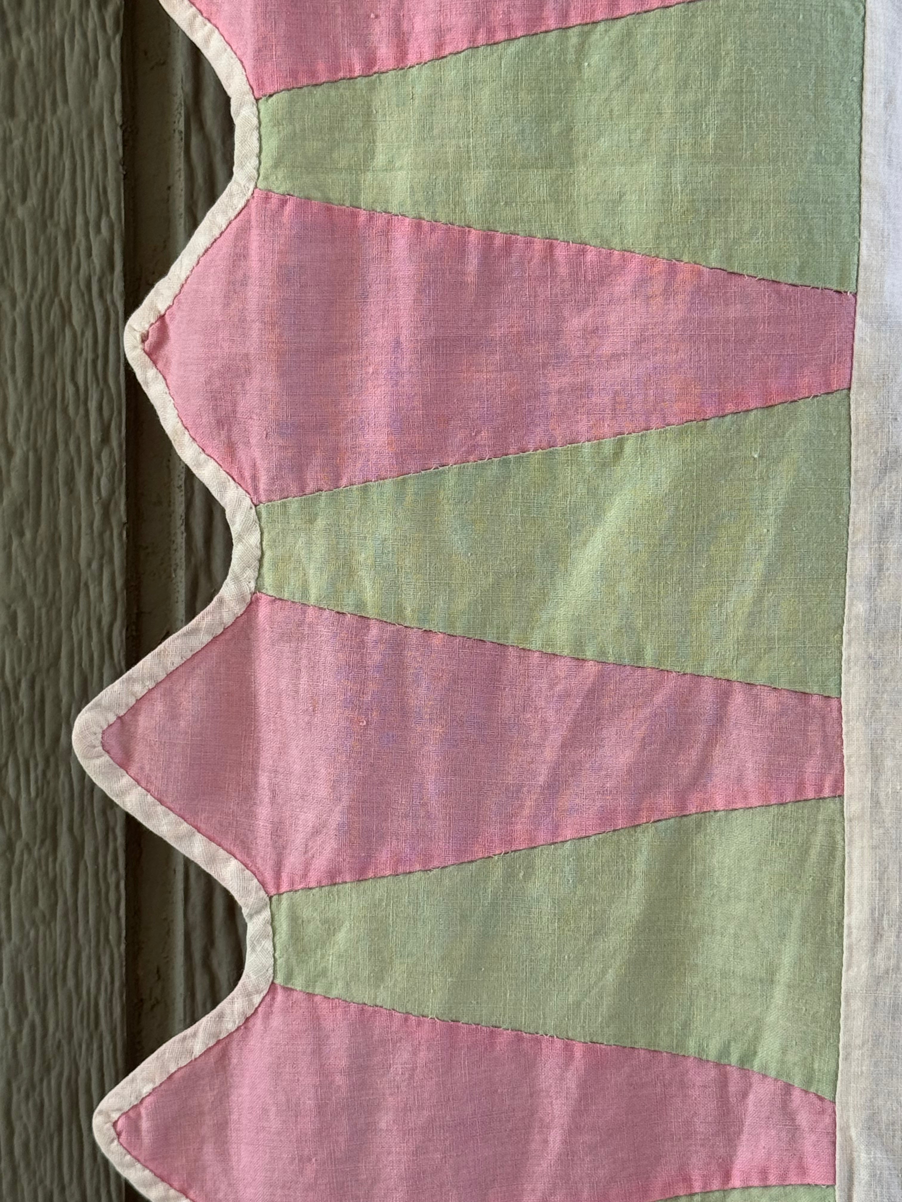 Vintage Pink and Green Dresden Plate Quilt Top