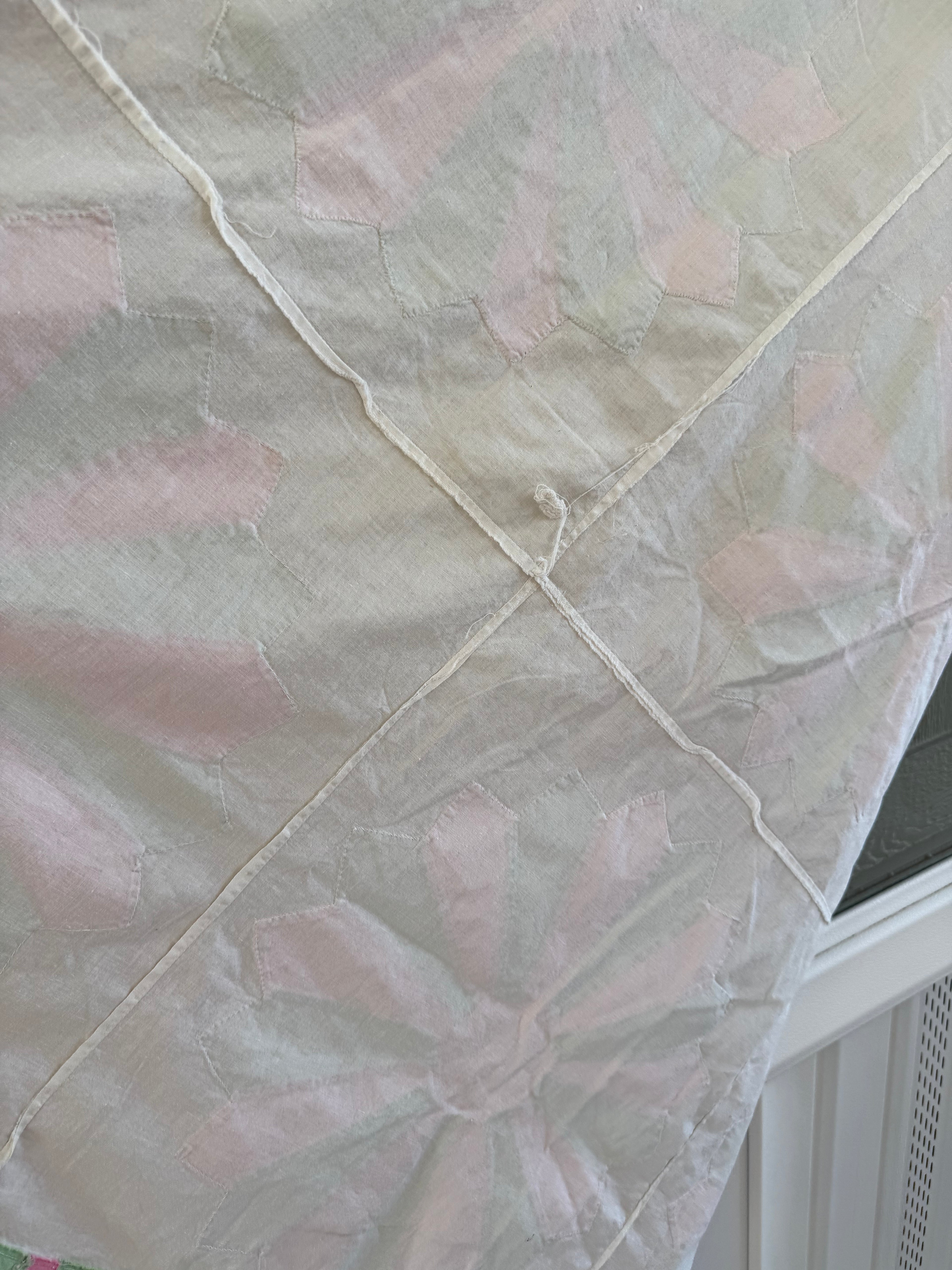 Vintage Pink and Green Dresden Plate Quilt Top