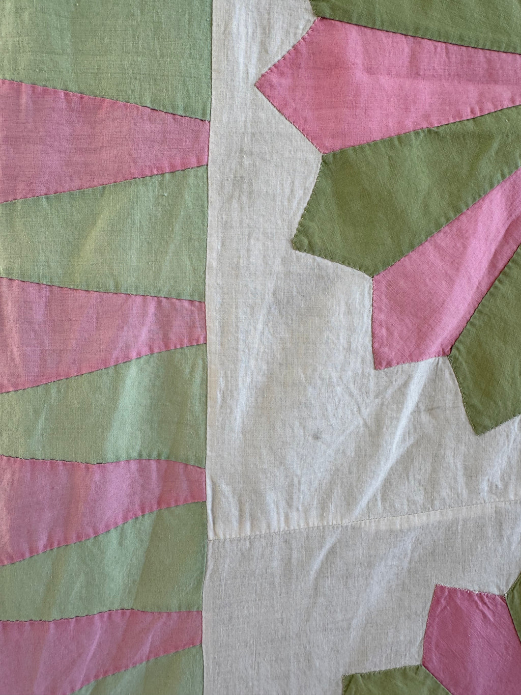 Vintage Pink and Green Dresden Plate Quilt Top